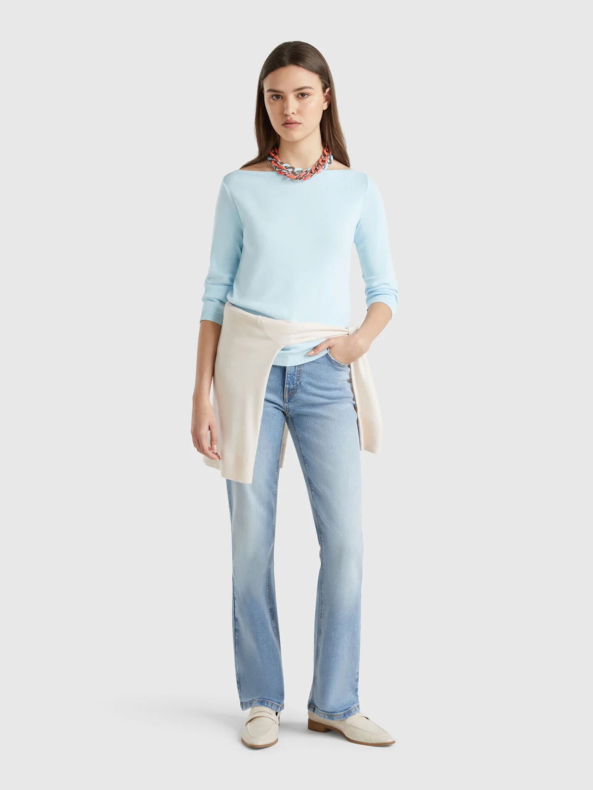 UNITED COLORS OF BENETTON Áo Len Ngắn Tay Nữ Women Sweater