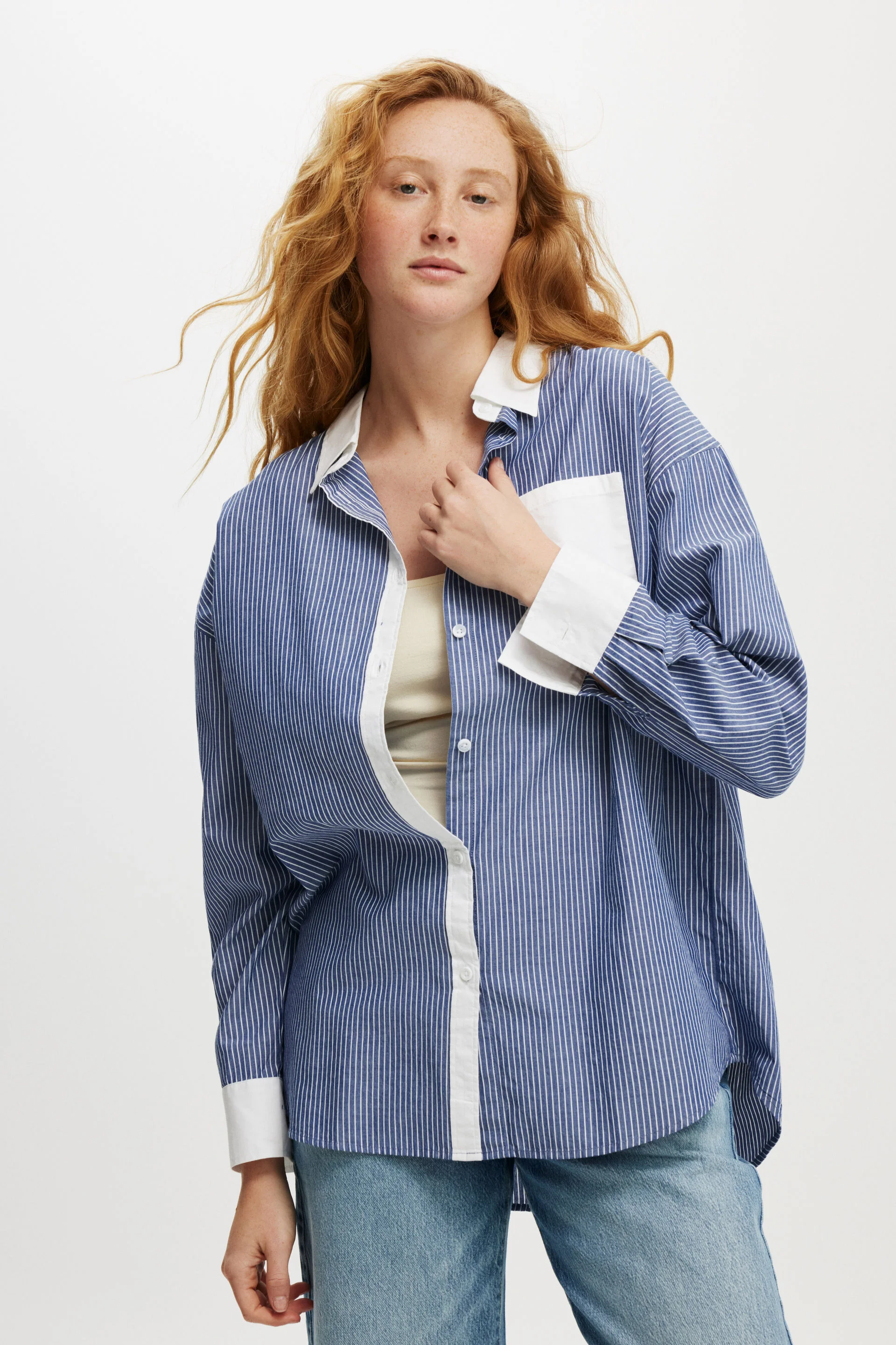 COTTON:ON Áo Sơ Mi Dài Tay Nữ-Dad Shirt