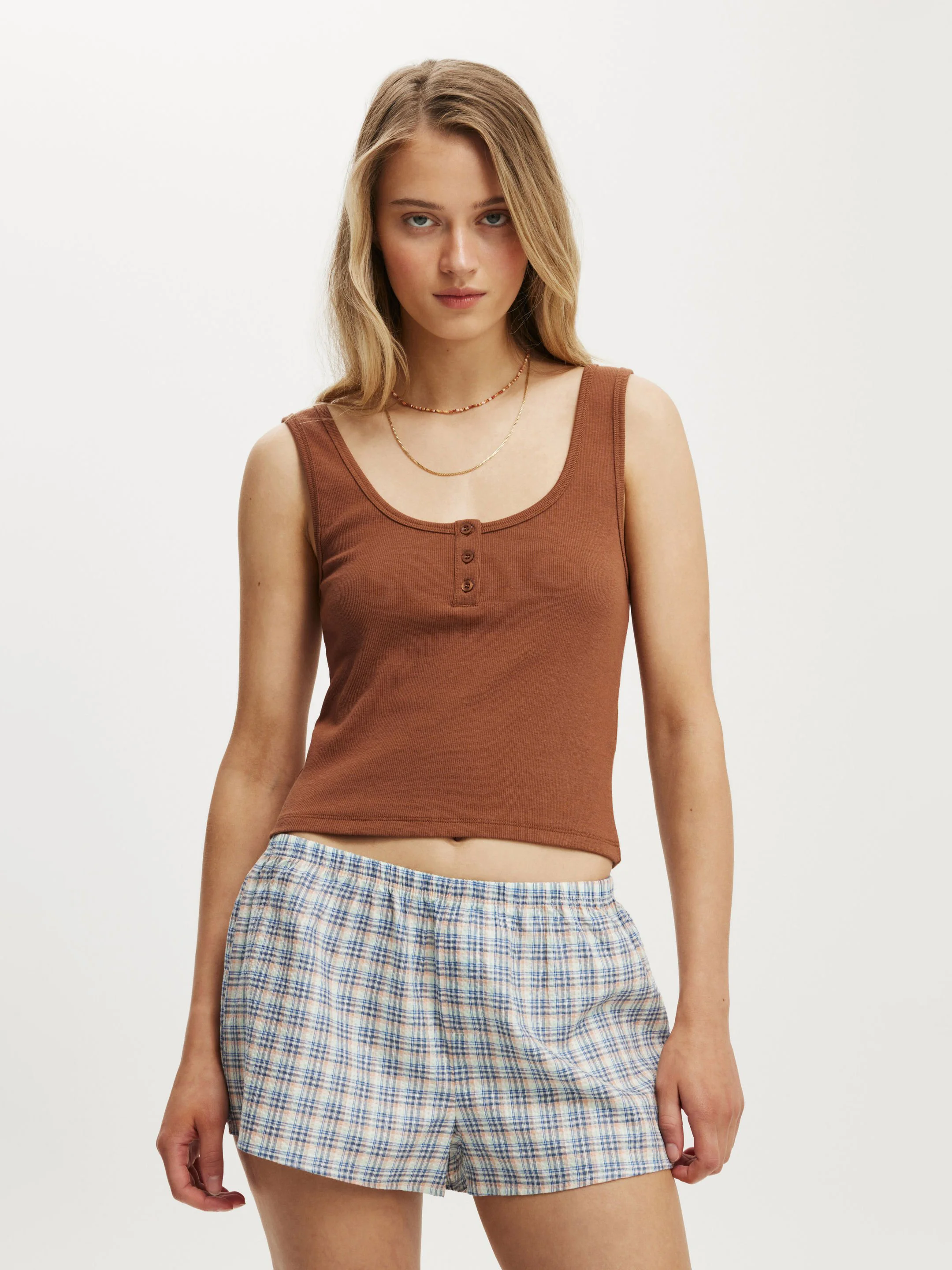 COTTON:ON Áo Thun Cộc Tay Nữ-Elsie Henley Tank