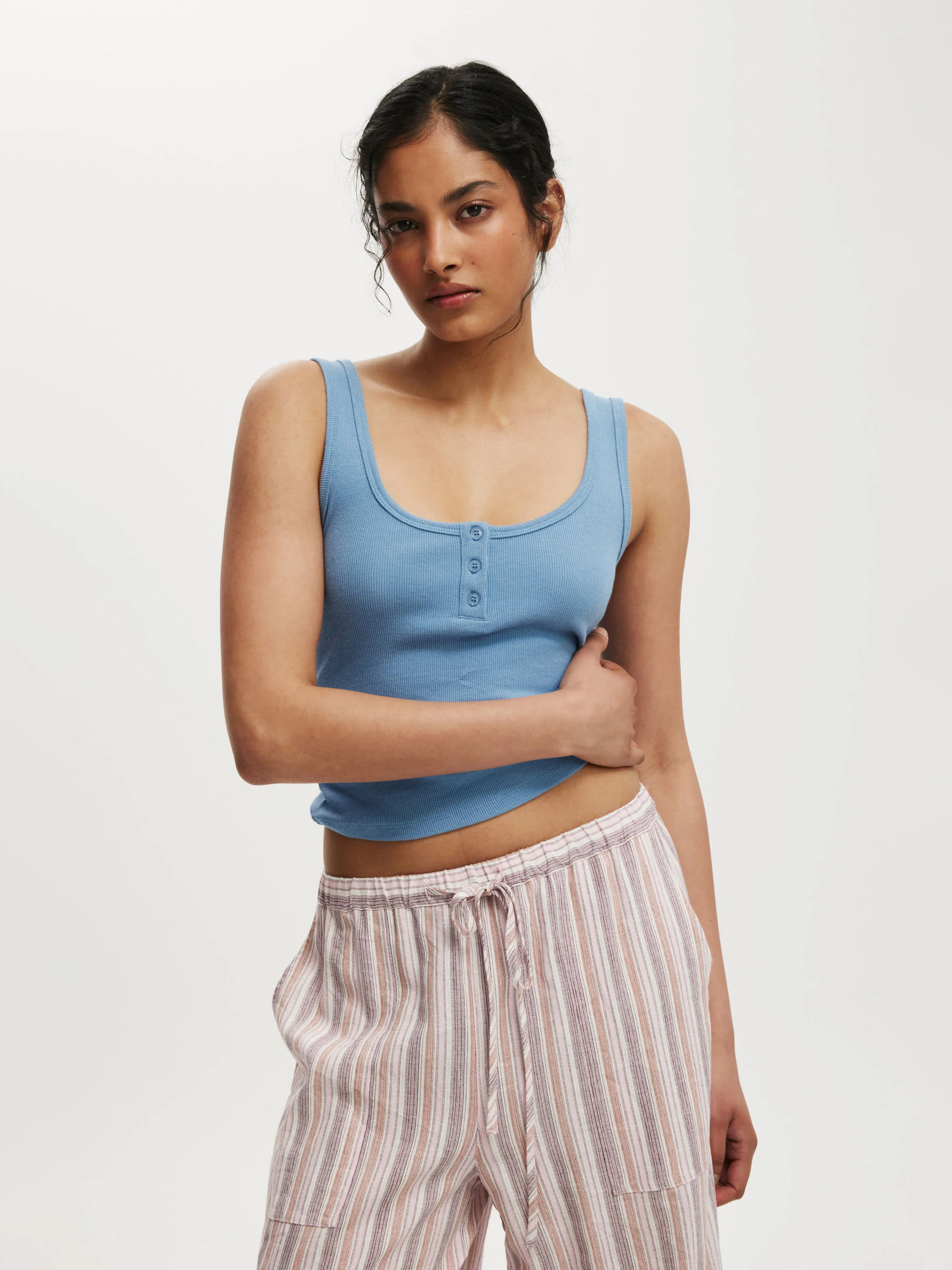 COTTON:ON Áo Thun Cộc Tay Nữ-Elsie Henley Tank