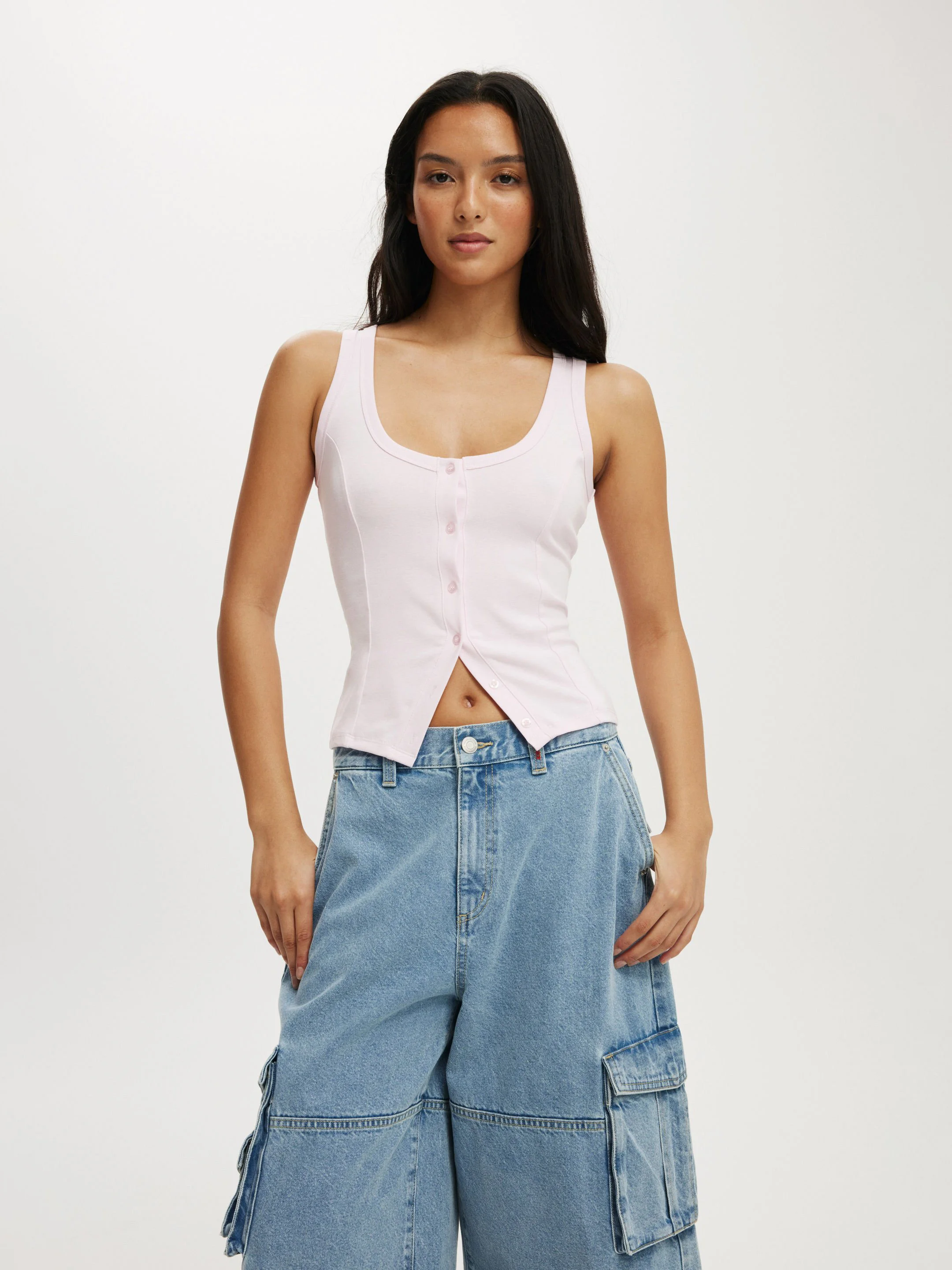 COTTON:ON Áo Thun Kiểu Cộc Tay Nữ-Lily Button Through Tank