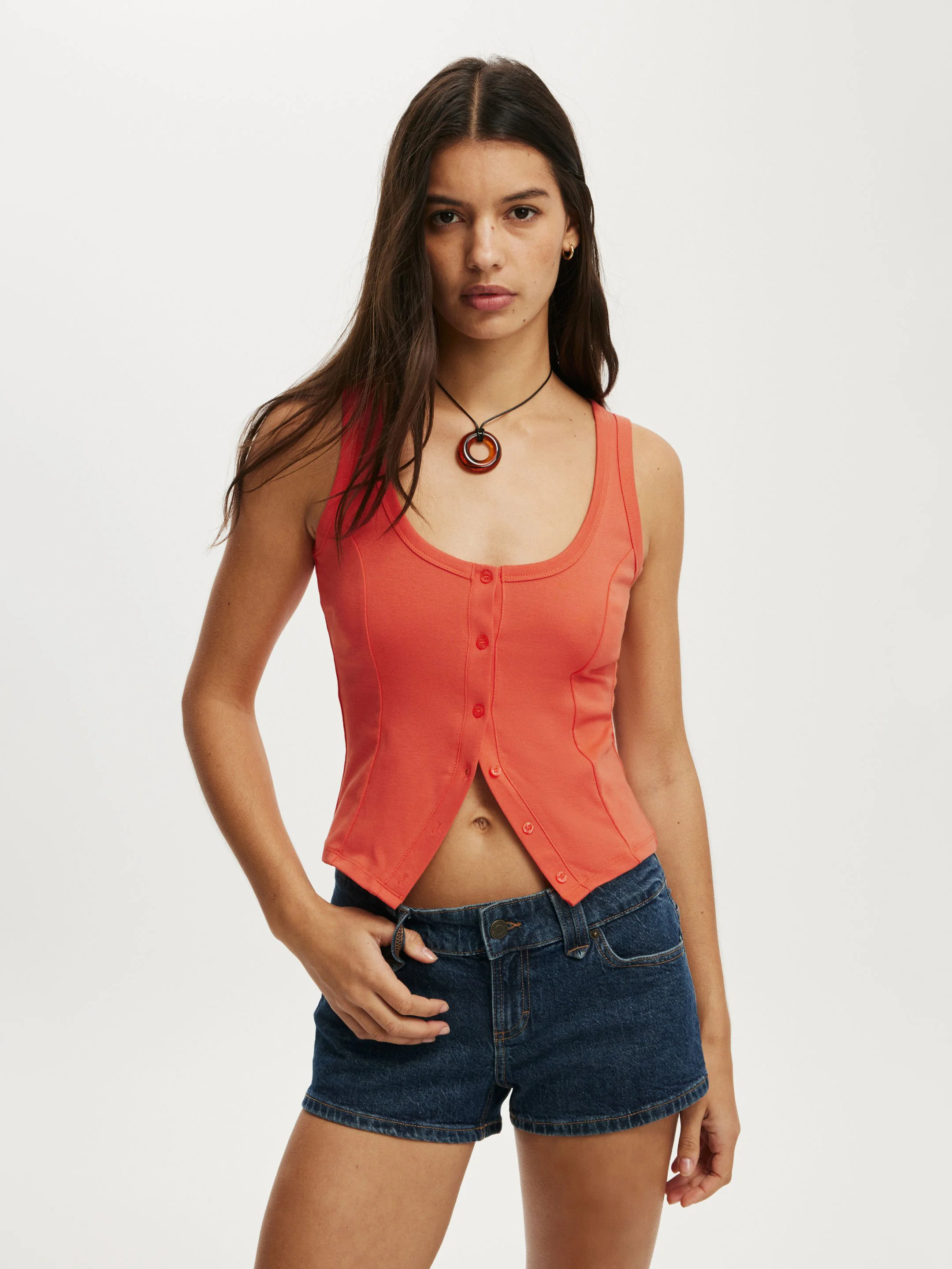 COTTON:ON Áo Thun Kiểu Cộc Tay Nữ-Lily Button Through Tank