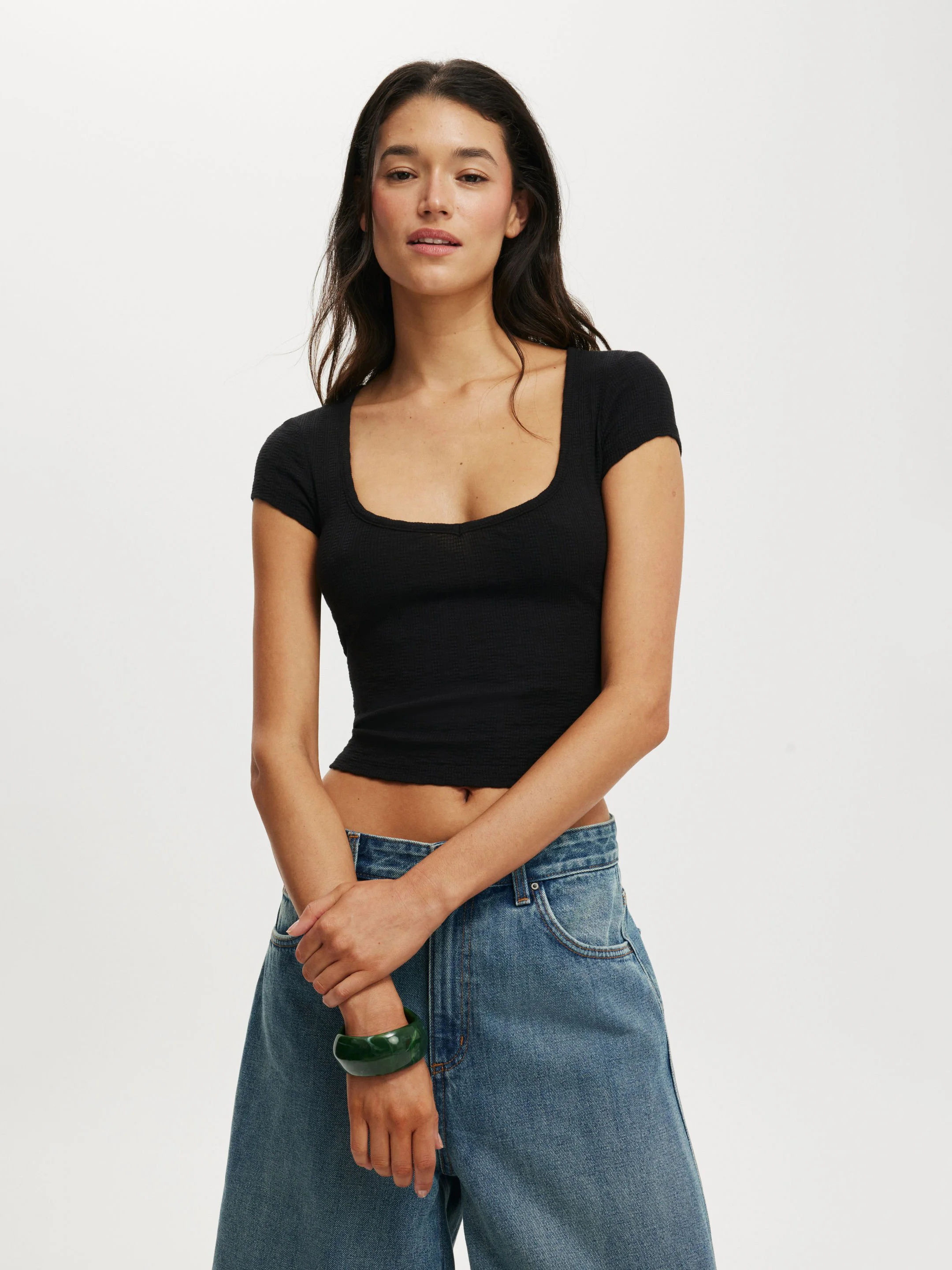 COTTON:ON Áo Thun Ngắn Tay Nữ-Hailey Textured Short Sleeve