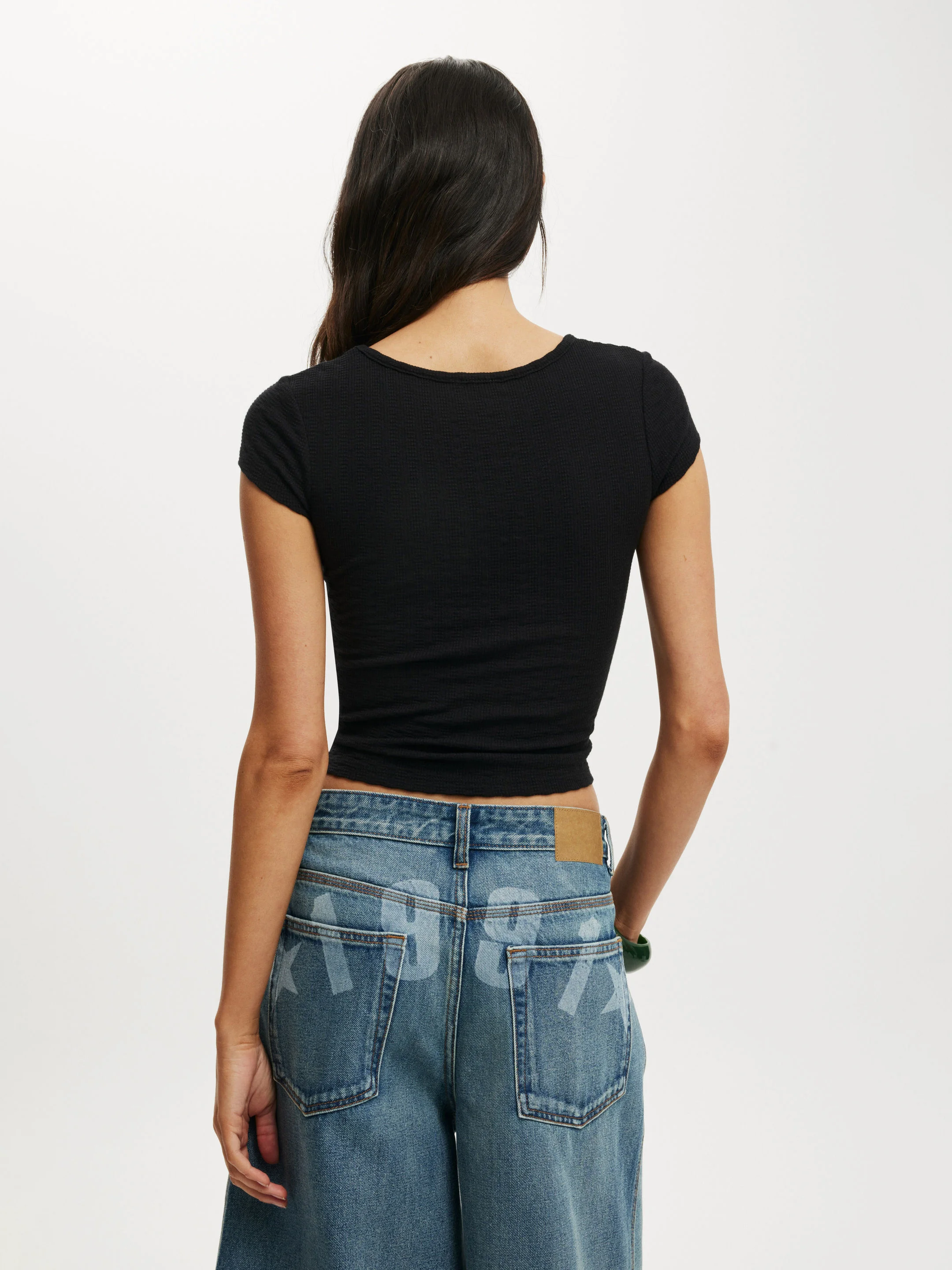 COTTON:ON Áo Thun Ngắn Tay Nữ-Hailey Textured Short Sleeve