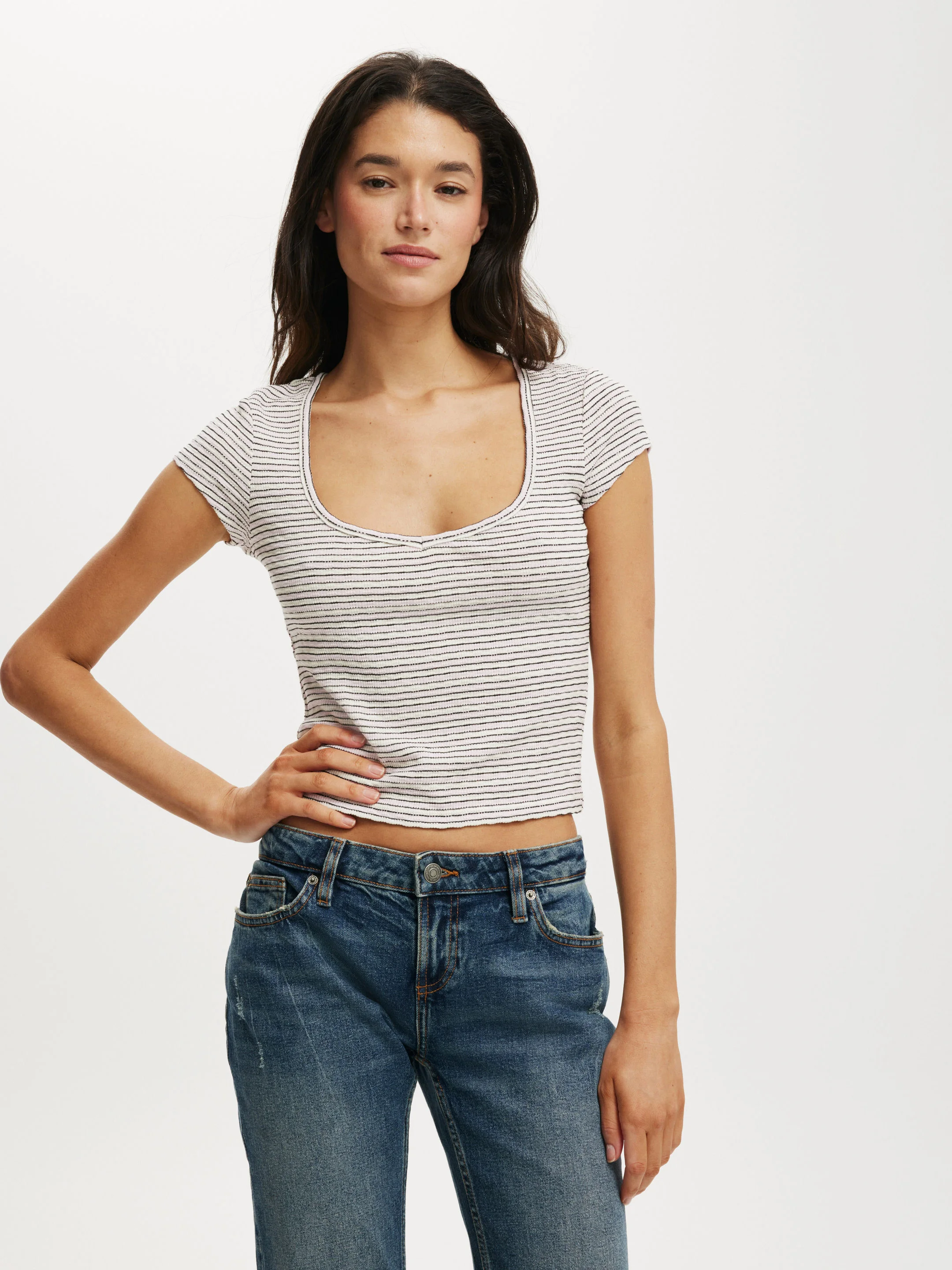 COTTON:ON Áo Thun Ngắn Tay Nữ-Hailey Textured Short Sleeve