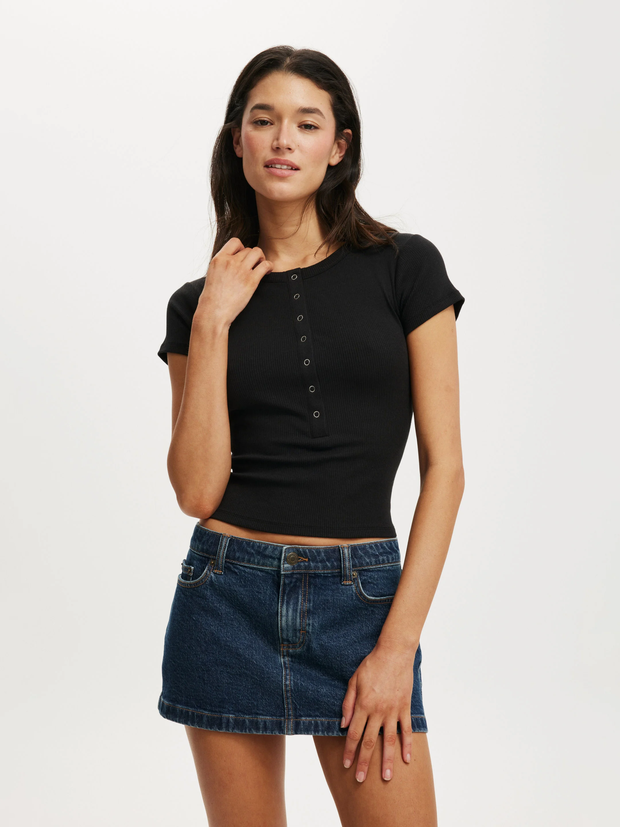 COTTON:ON Áo Thun Kiểu Ngắn Tay Nữ-Christy Henley Tee