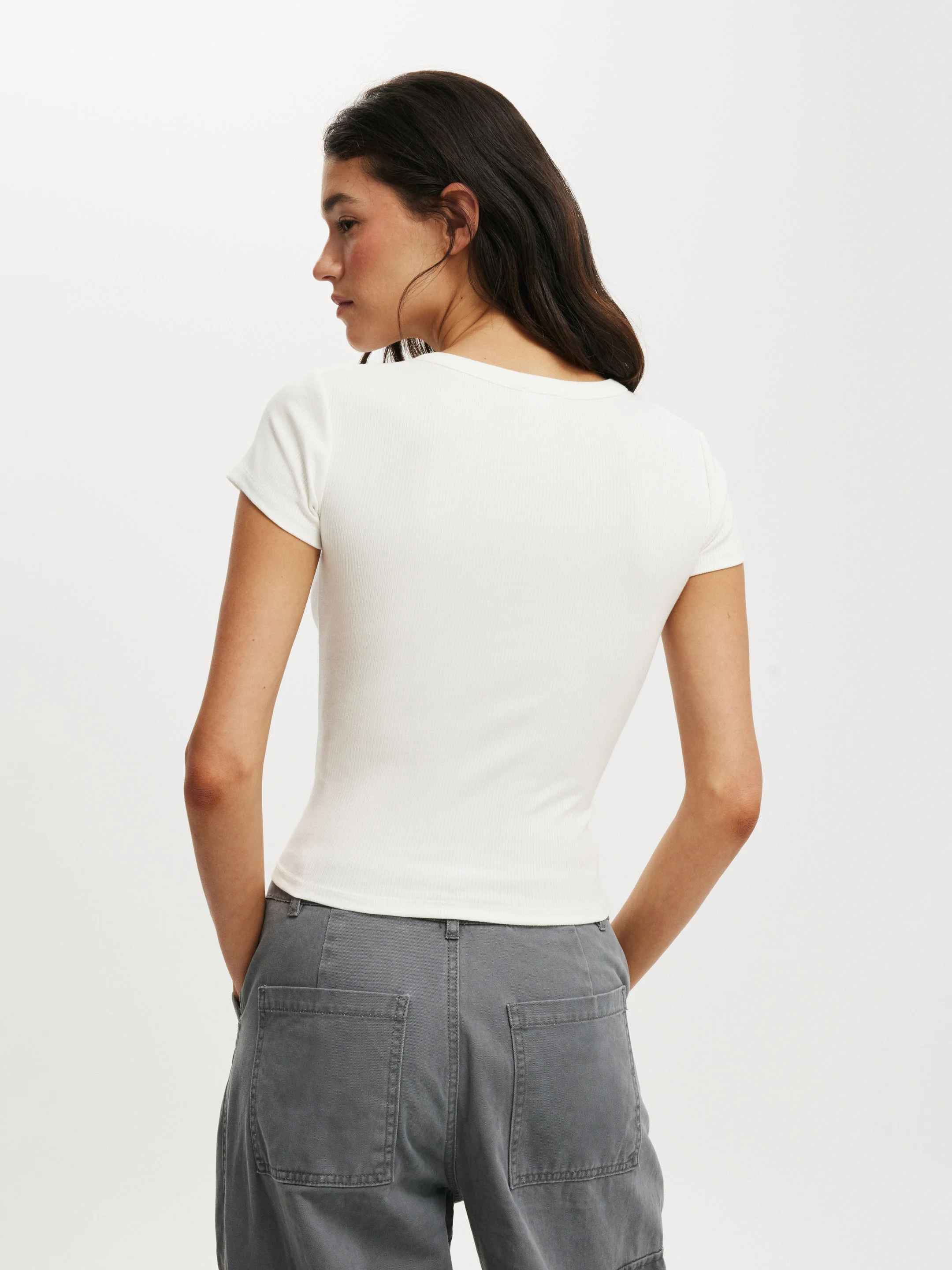 COTTON:ON Áo Thun Kiểu Ngắn Tay Nữ-Christy Henley Tee