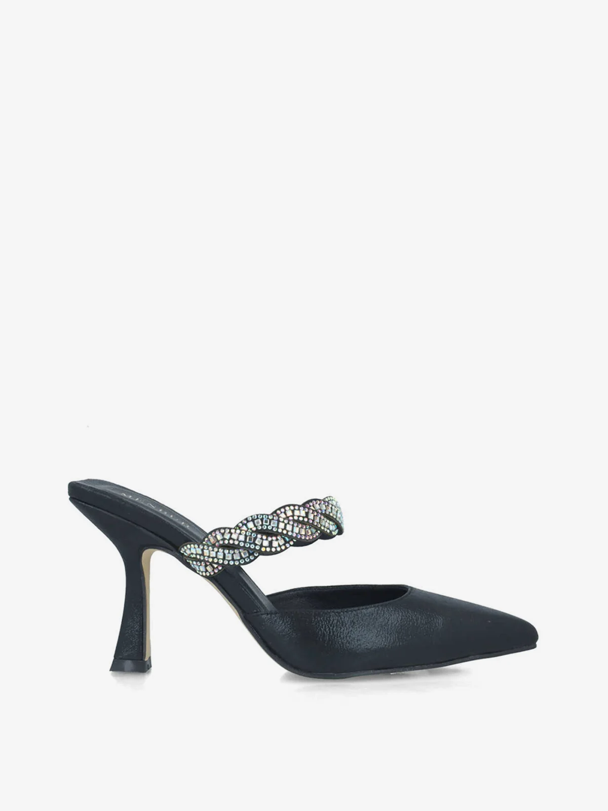 MENBUR Dép Cao Gót Zapato Salon Metalizado Detalle Trenzado Strass
