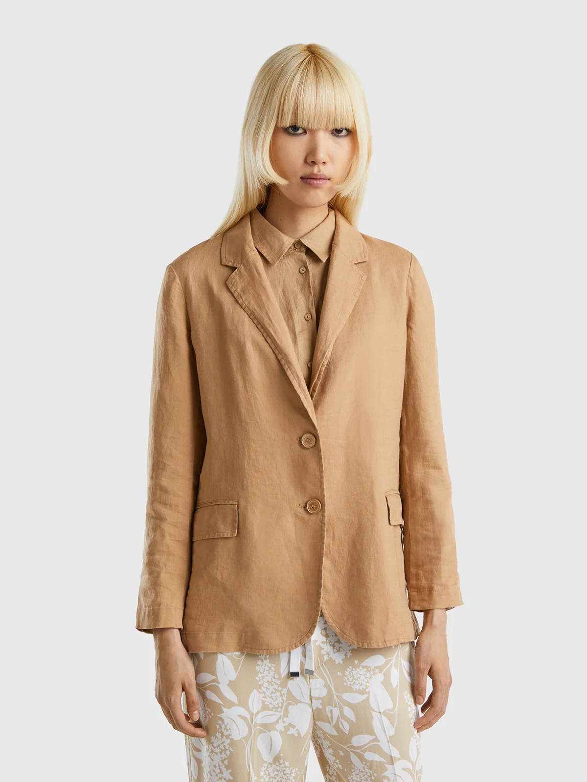 UNITED COLORS OF BENETTON Áo Khoác Nữ Blazer In Pure Linen