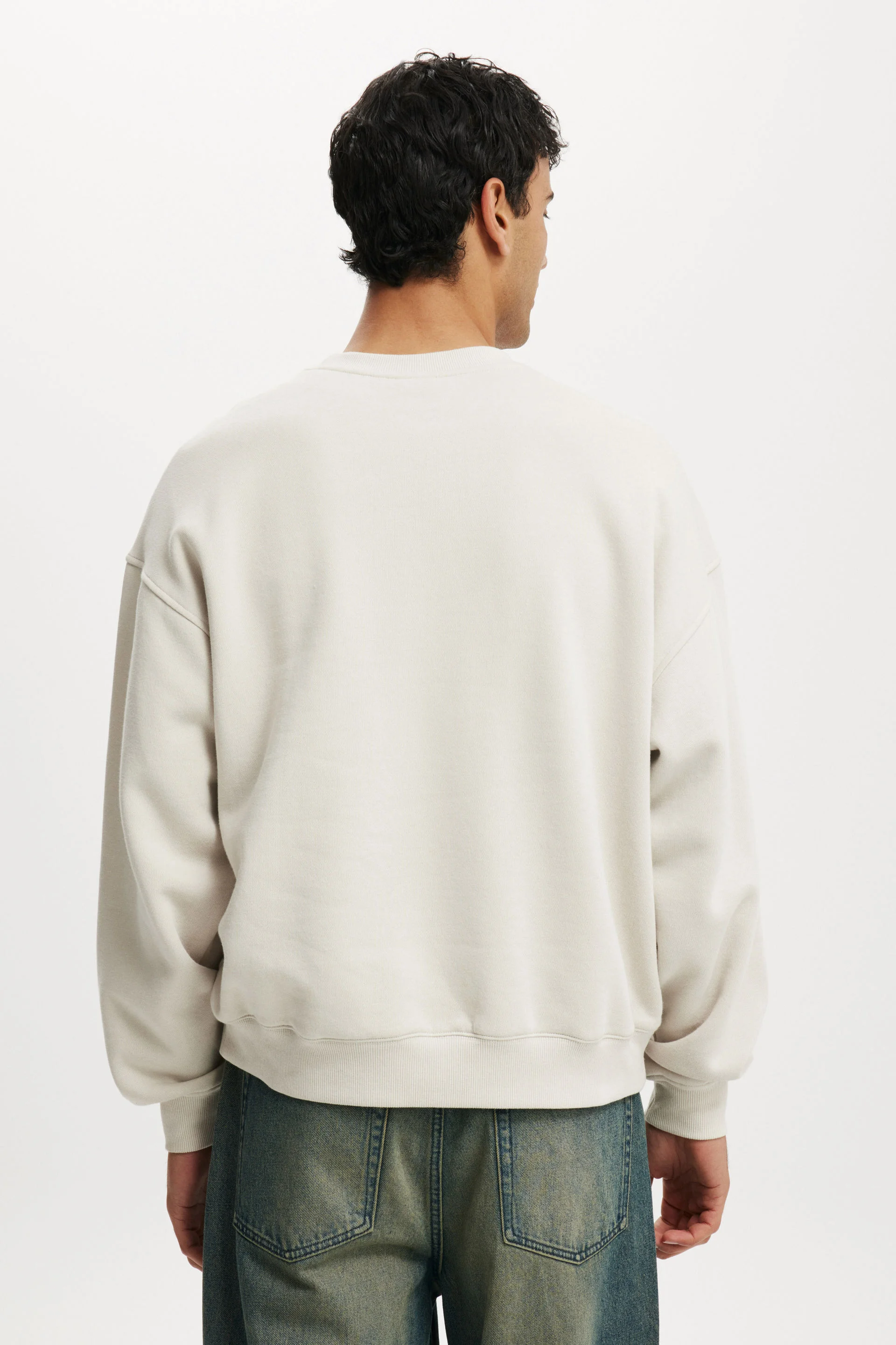 COTTON:ON Áo Chui Đầu Dài Tay Nam-Box Fit Crew Sweater