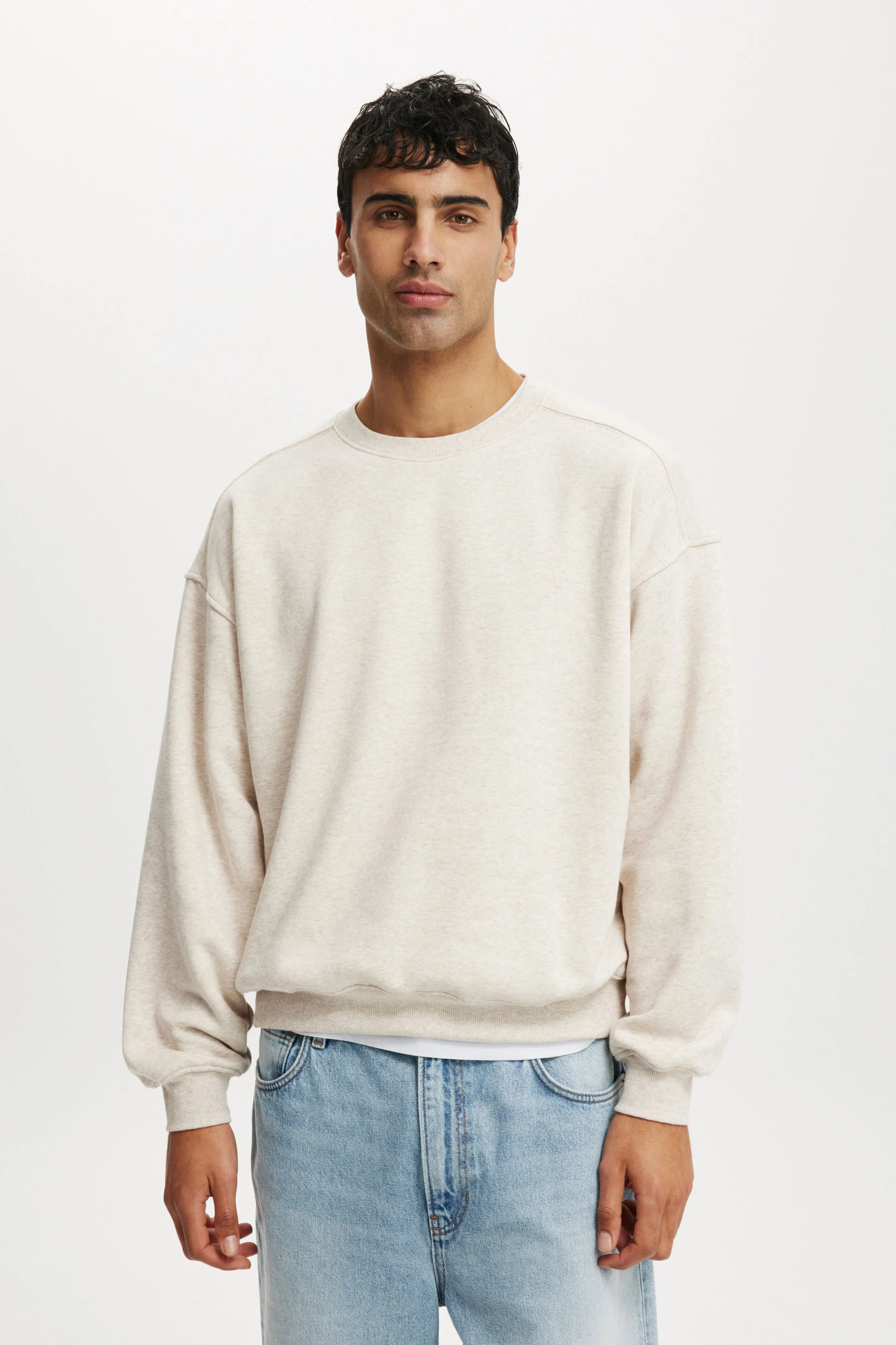 COTTON:ON Áo Chui Đầu Dài Tay Nam-Box Fit Crew Sweater