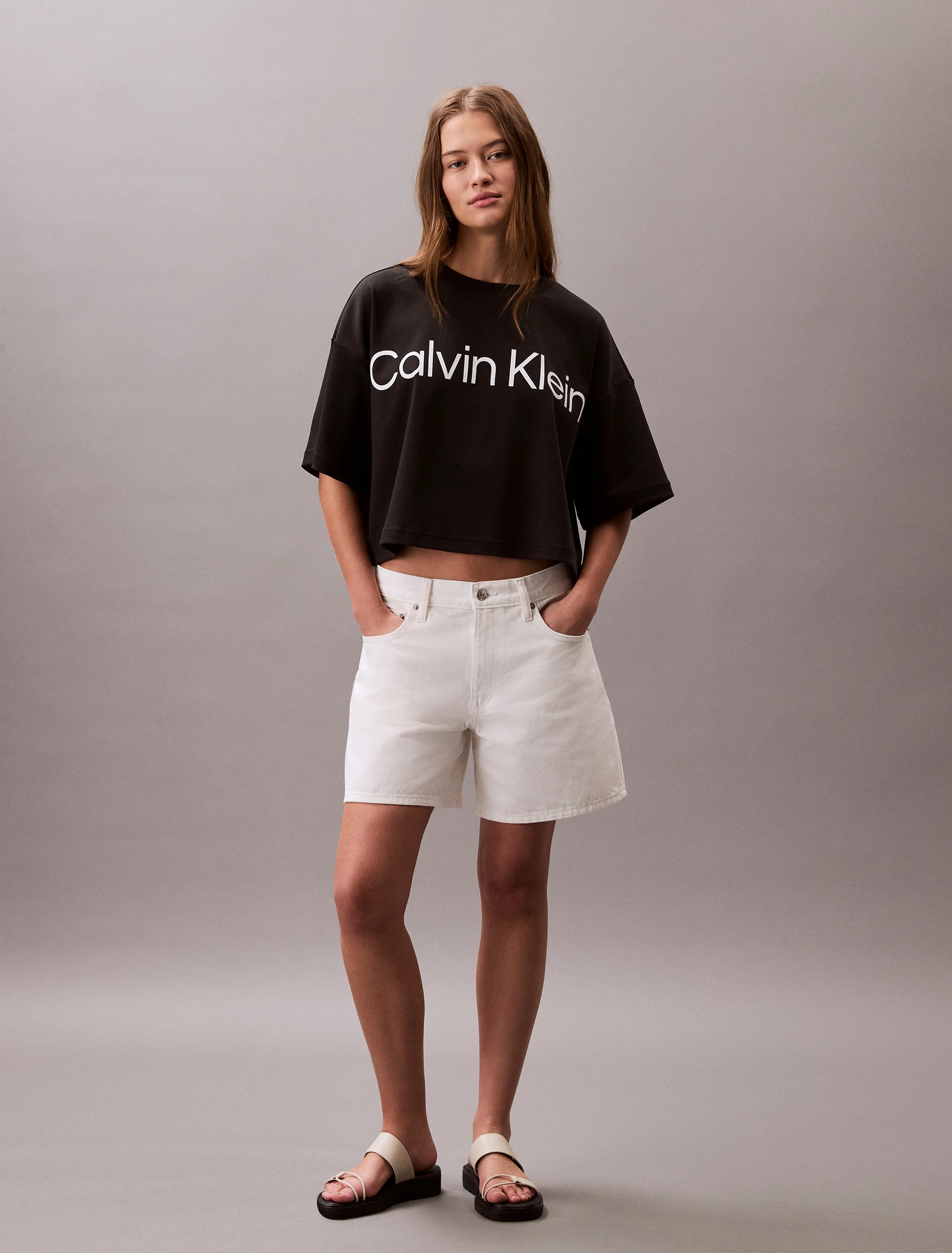 CK JEANS Áo Thun Nữ Boxy Logo Graphic Tee