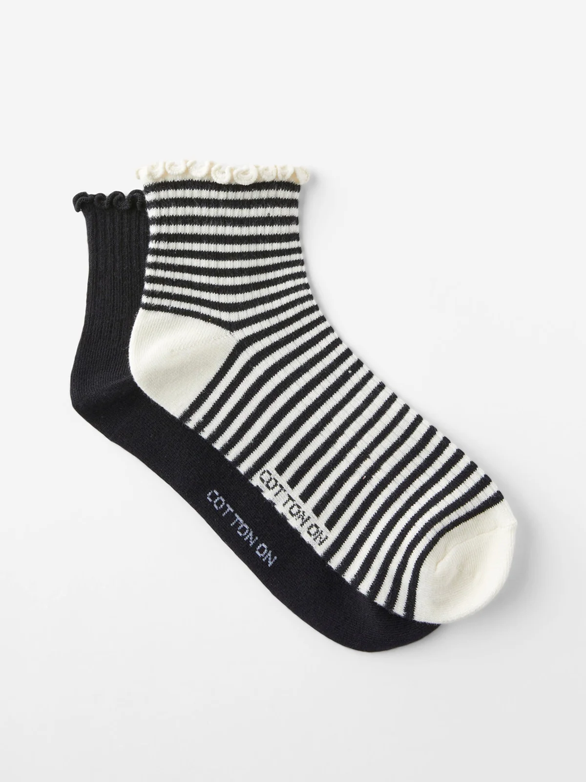 COTTON:ON RUBI Bộ 2 Vớ Ngắn Nữ-The Perfect Pair Frill Rib Ankle 2Pk