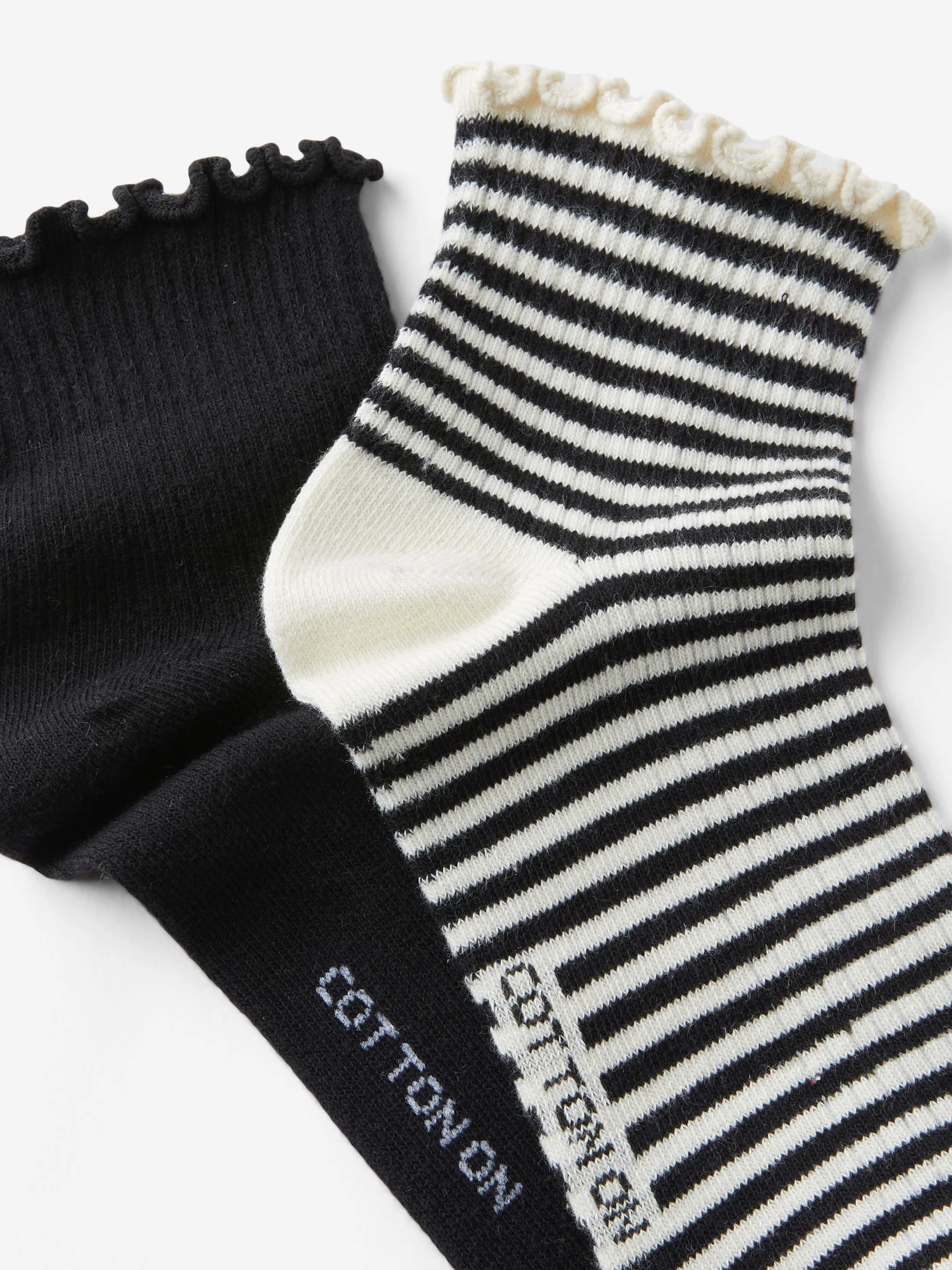 COTTON:ON RUBI Bộ 2 Vớ Ngắn Nữ-The Perfect Pair Frill Rib Ankle 2Pk