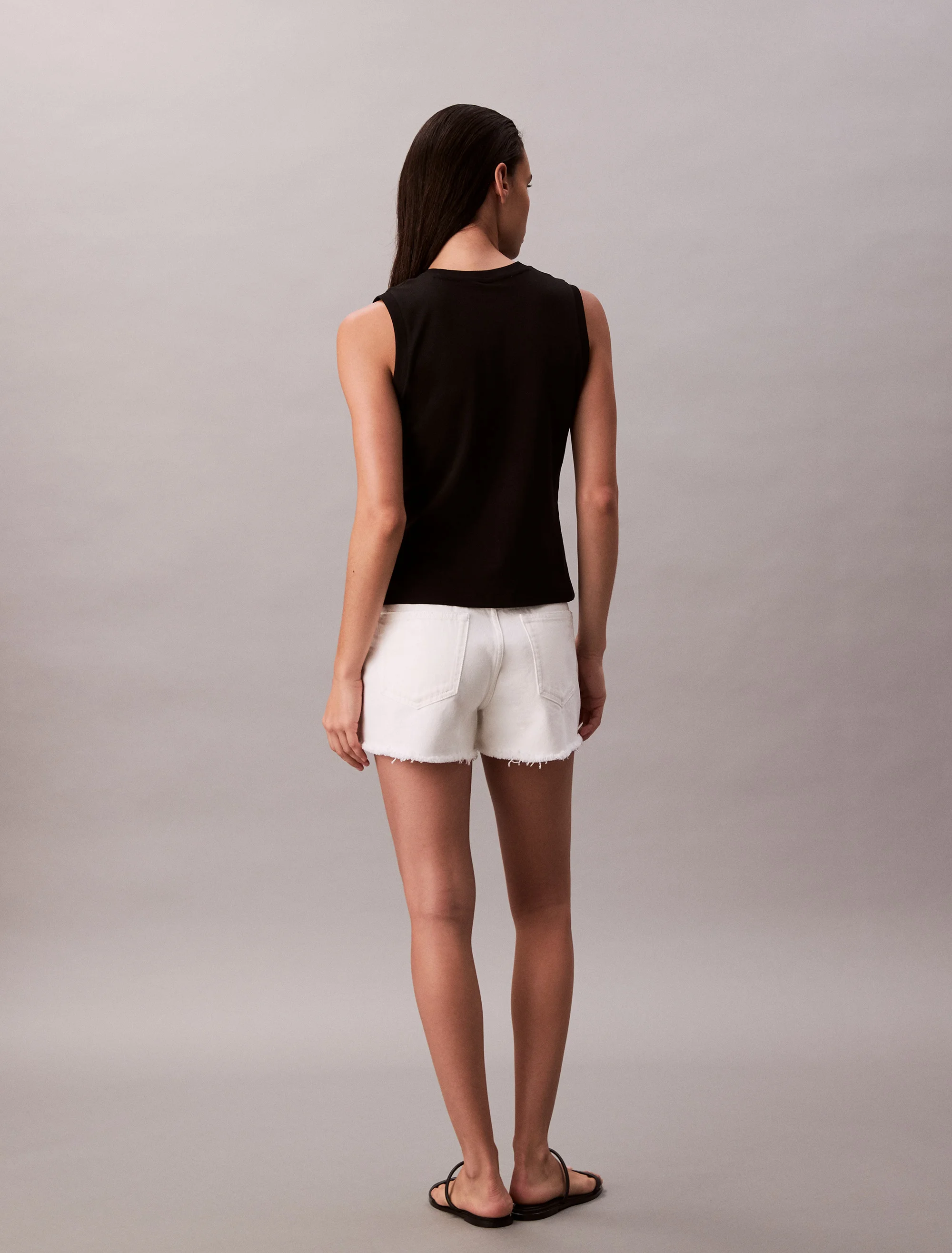 CK JEANS Quần Ngắn Nữ 90s Fit Frayed Denim Short