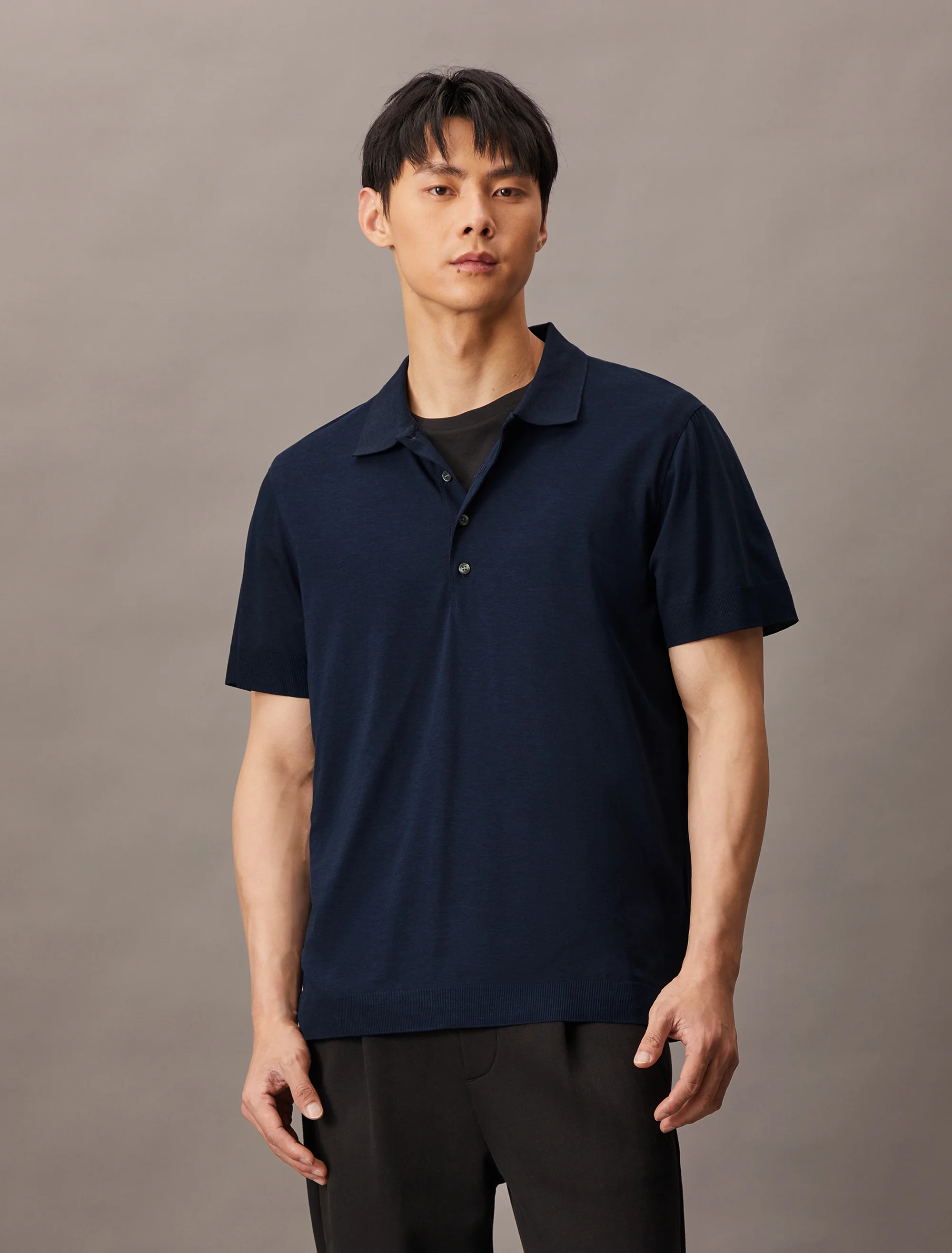 CK JEANS Áo Polo Nam Fine Knit Lyocell Blend