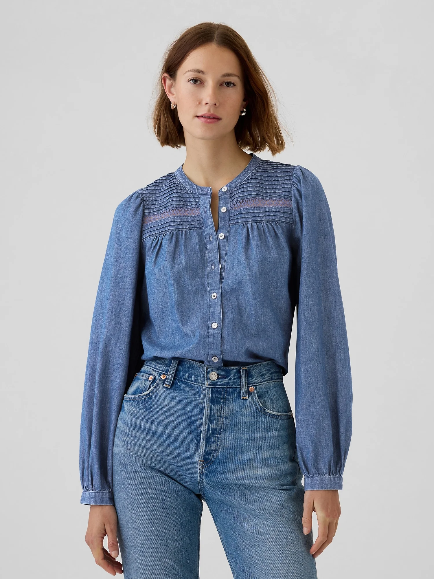 GAP Áo Sơ Mi Denim Nữ