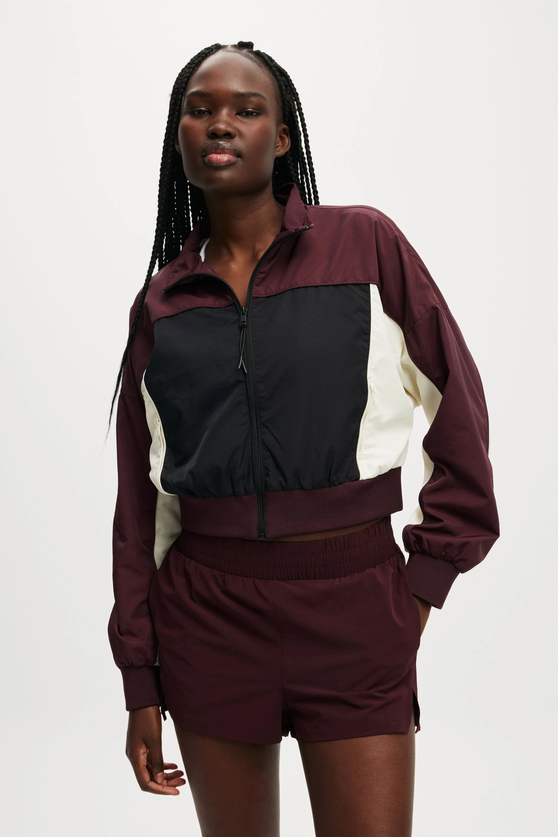 COTTON:ON BODY Áo Khoác Dài Tay Nữ-Baseline Cropped Rib Panelled Anorak