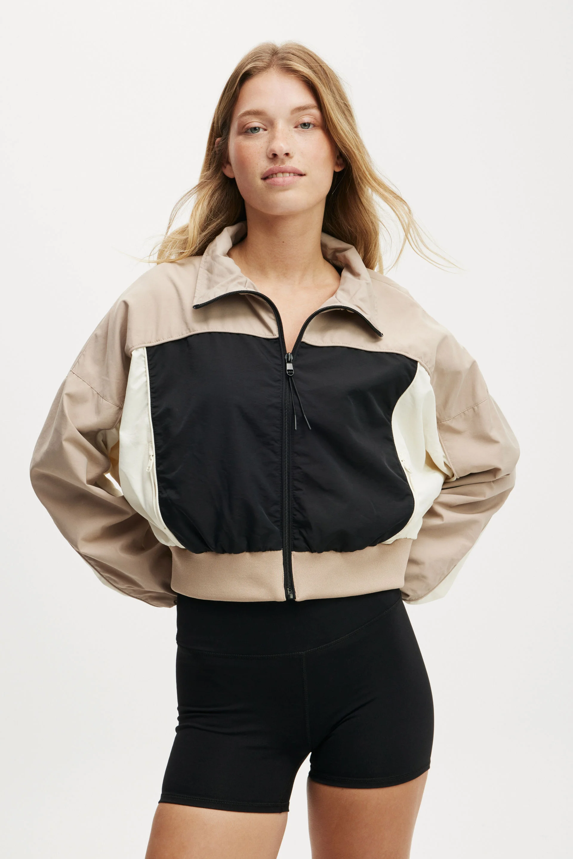 COTTON:ON BODY Áo Khoác Dài Tay Nữ-Baseline Cropped Rib Panelled Anorak