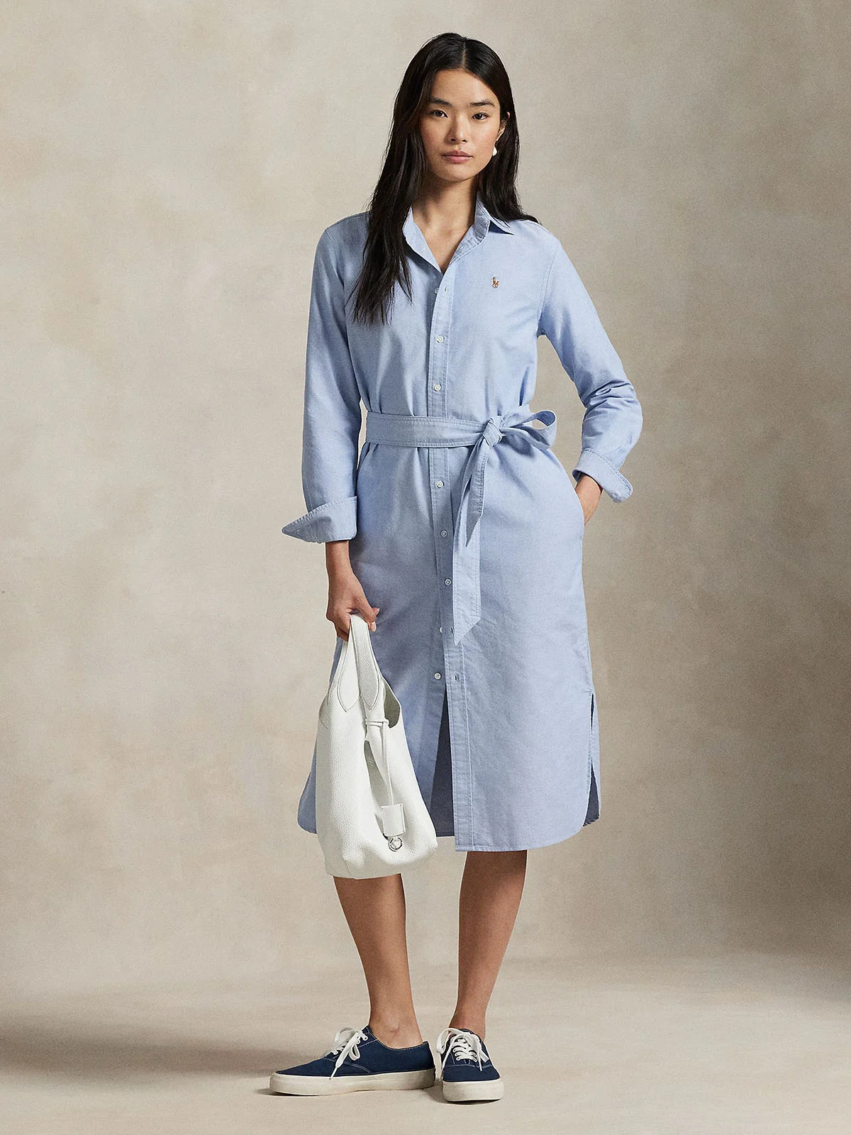 POLO RALPH LAUREN Đầm Nữ Belted Cotton Oxford Shirtdress