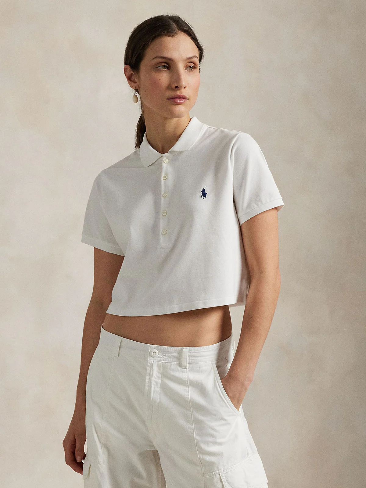 POLO RALPH LAUREN Áo Polo Nữ Tay Ngắn Stretch Piqué Cropped Polo Shirt