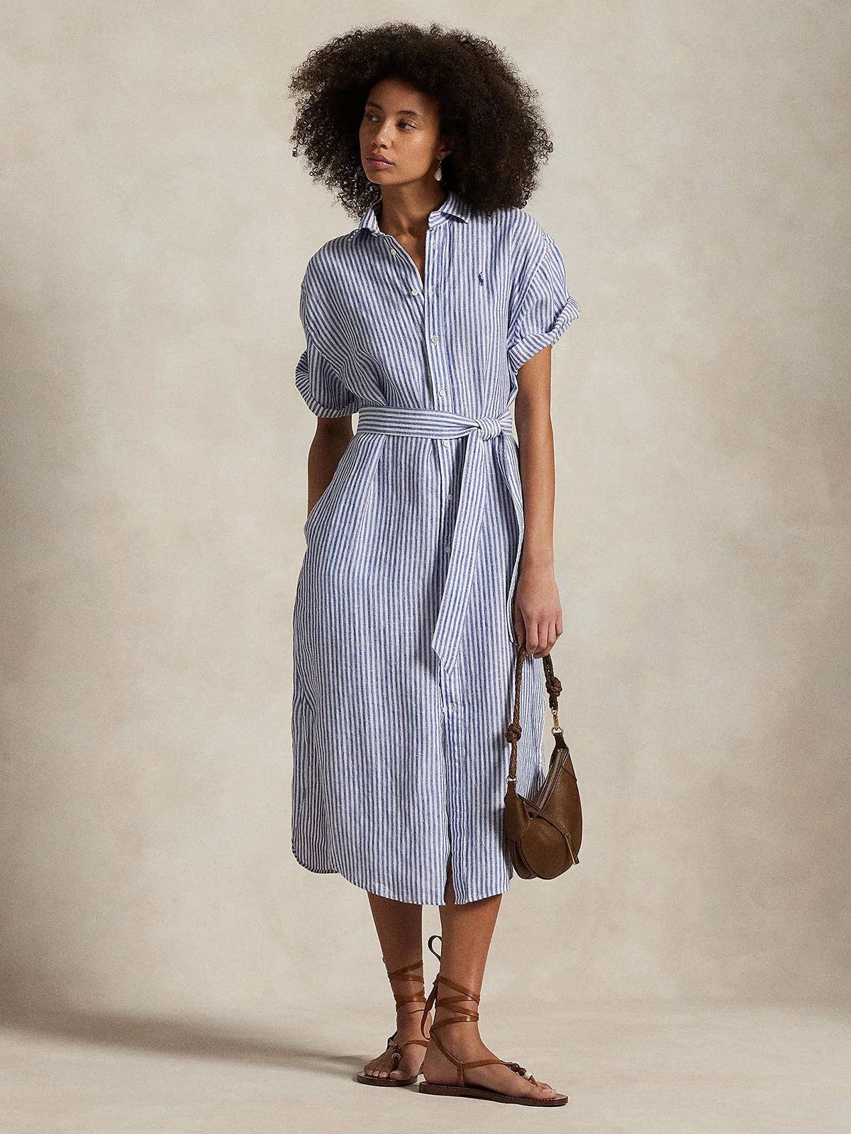 POLO RALPH LAUREN Đầm Nữ Striped Linen Short-Sleeve Shirtdress