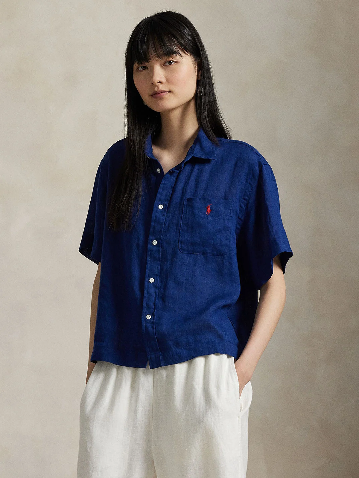 POLO RALPH LAUREN Áo Sơ Mi Nữ Tay Ngắn Linen Short-Sleeve Shirt