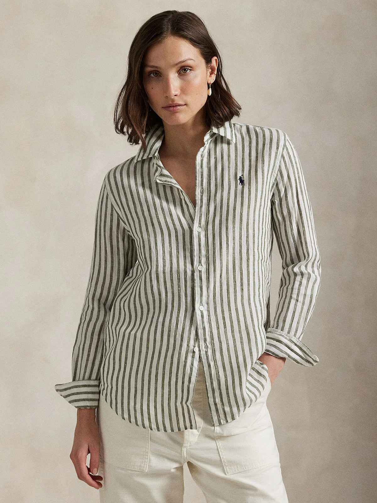 POLO RALPH LAUREN Áo Sơ Mi Nữ Tay Dài Classic Fit Striped Linen Shirt