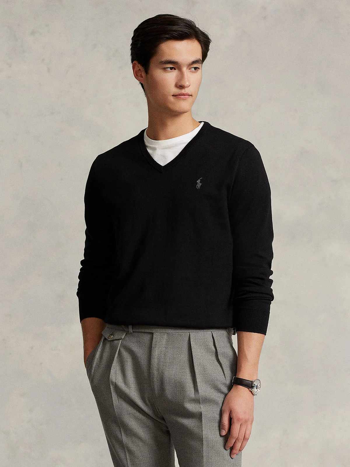 POLO RALPH LAUREN Áo Pullover Nam Tay Dài Slim Fit Cotton V-Neck Sweater