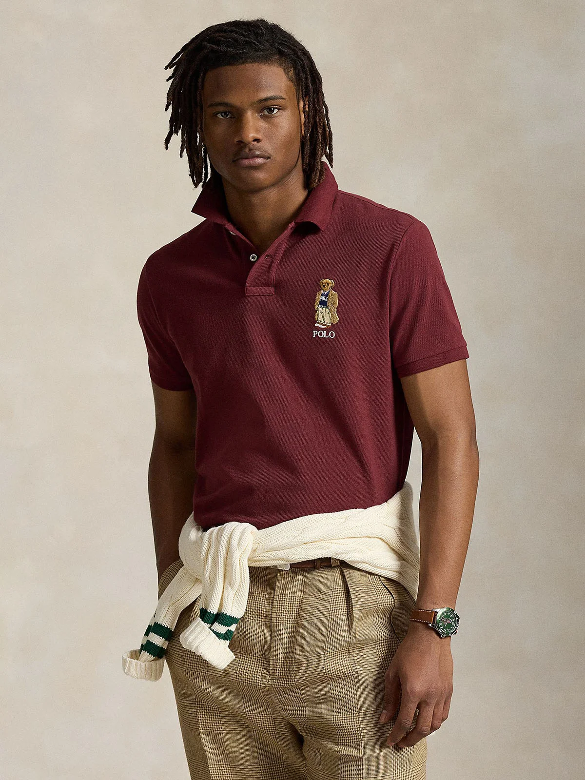 POLO RALPH LAUREN Áo Polo Nam Tay Ngắn Custom Slim Fit Bear Mesh Polo Shirt