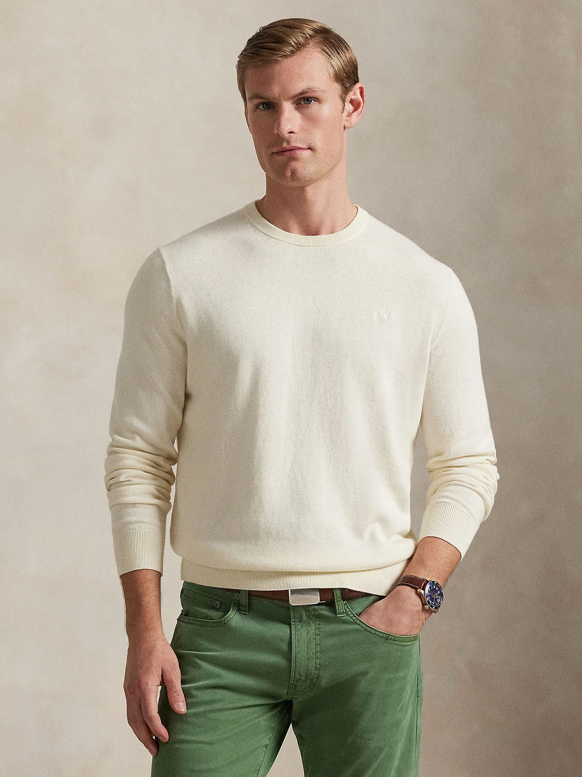 POLO RALPH LAUREN Áo Pullover Nam Tay Dài Cotton-Cashmere Crewneck Sweater