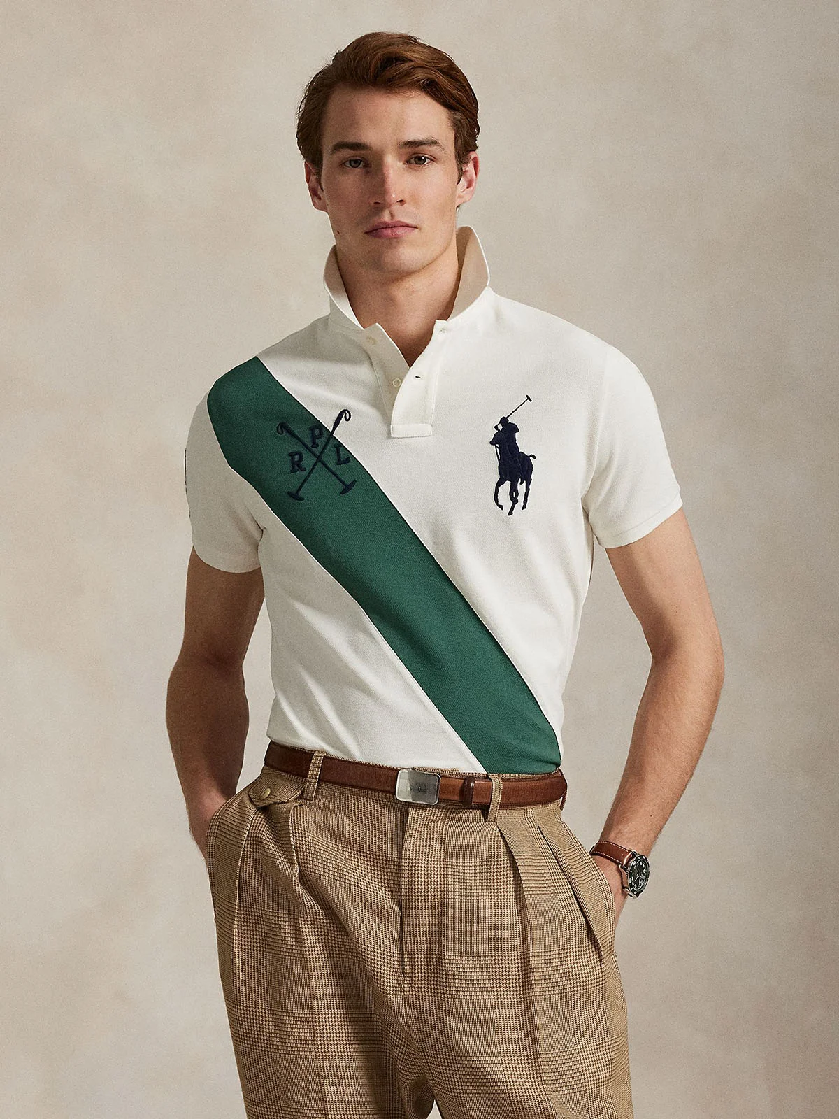 POLO RALPH LAUREN Áo Polo Nam Tay Ngắn Custom Slim Fit Big Pony Mesh Polo Shirt