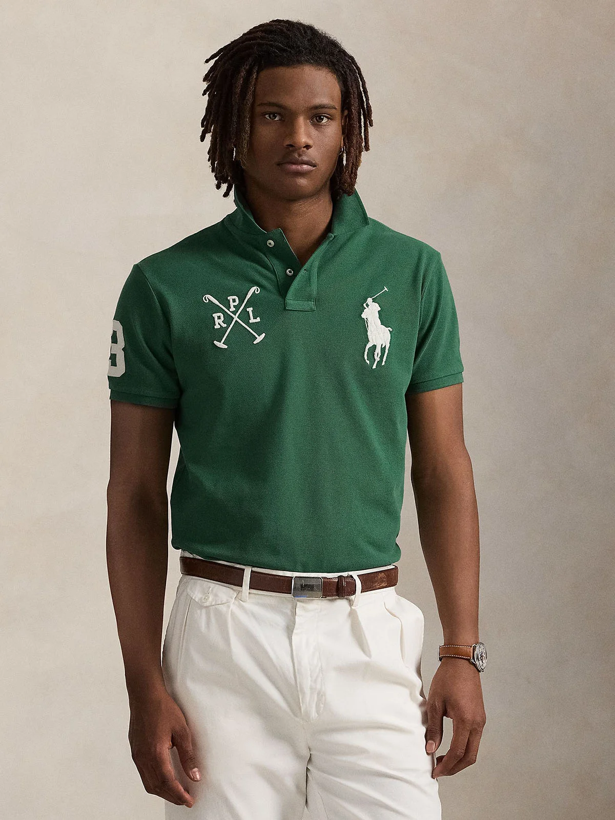 POLO RALPH LAUREN Áo Polo Nam Tay Ngắn Custom Slim Fit Big Pony Mesh Polo Shirt