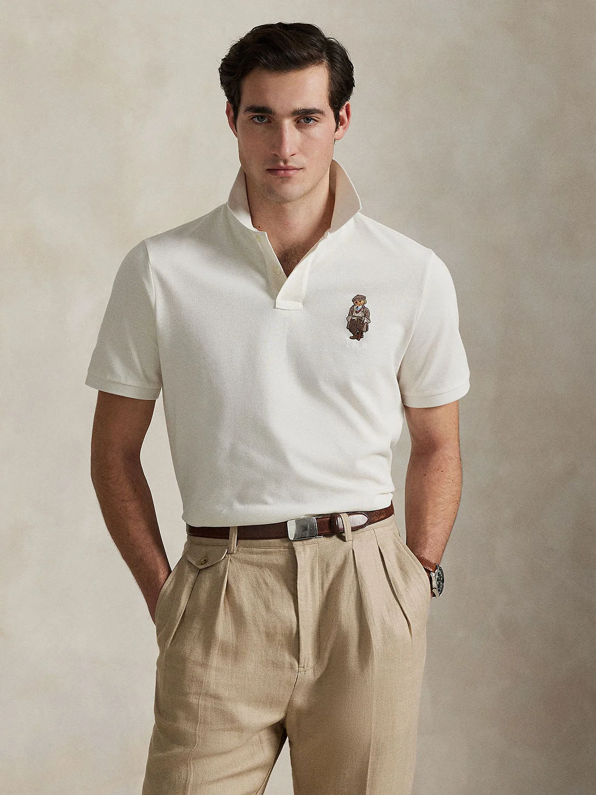 POLO RALPH LAUREN Áo Polo Nam Tay Ngắn Custom Slim Fit Polo Bear Polo Shirt