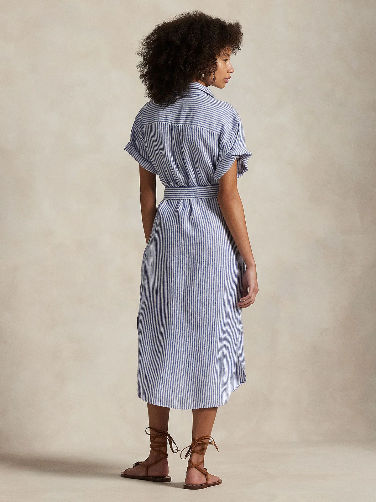 POLO RALPH LAUREN Đầm Nữ Striped Linen Short-Sleeve Shirtdress