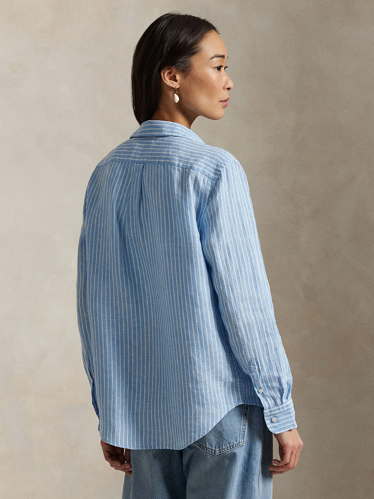 POLO RALPH LAUREN Áo Sơ Mi Nữ Tay Dài Classic Fit Striped Linen Shirt