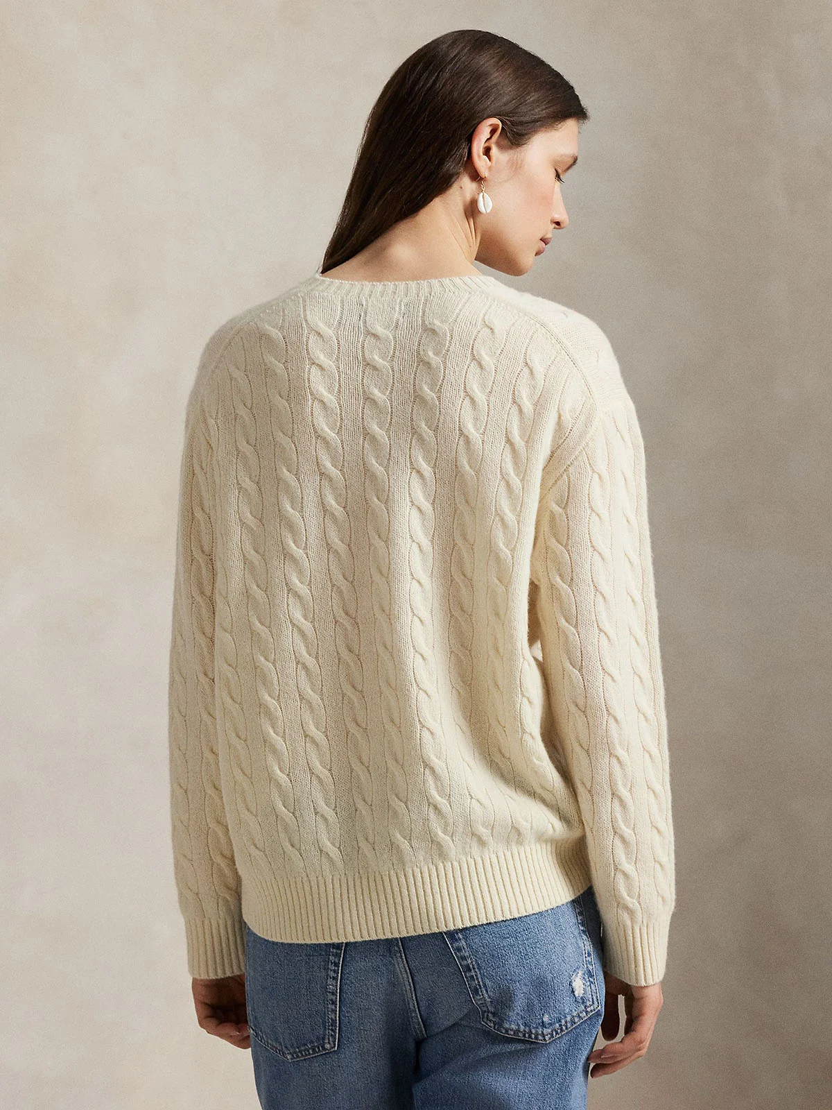 POLO RALPH LAUREN Áo Sweater Nữ Tay Dài Cable Wool-Cashmere Crewneck Sweater
