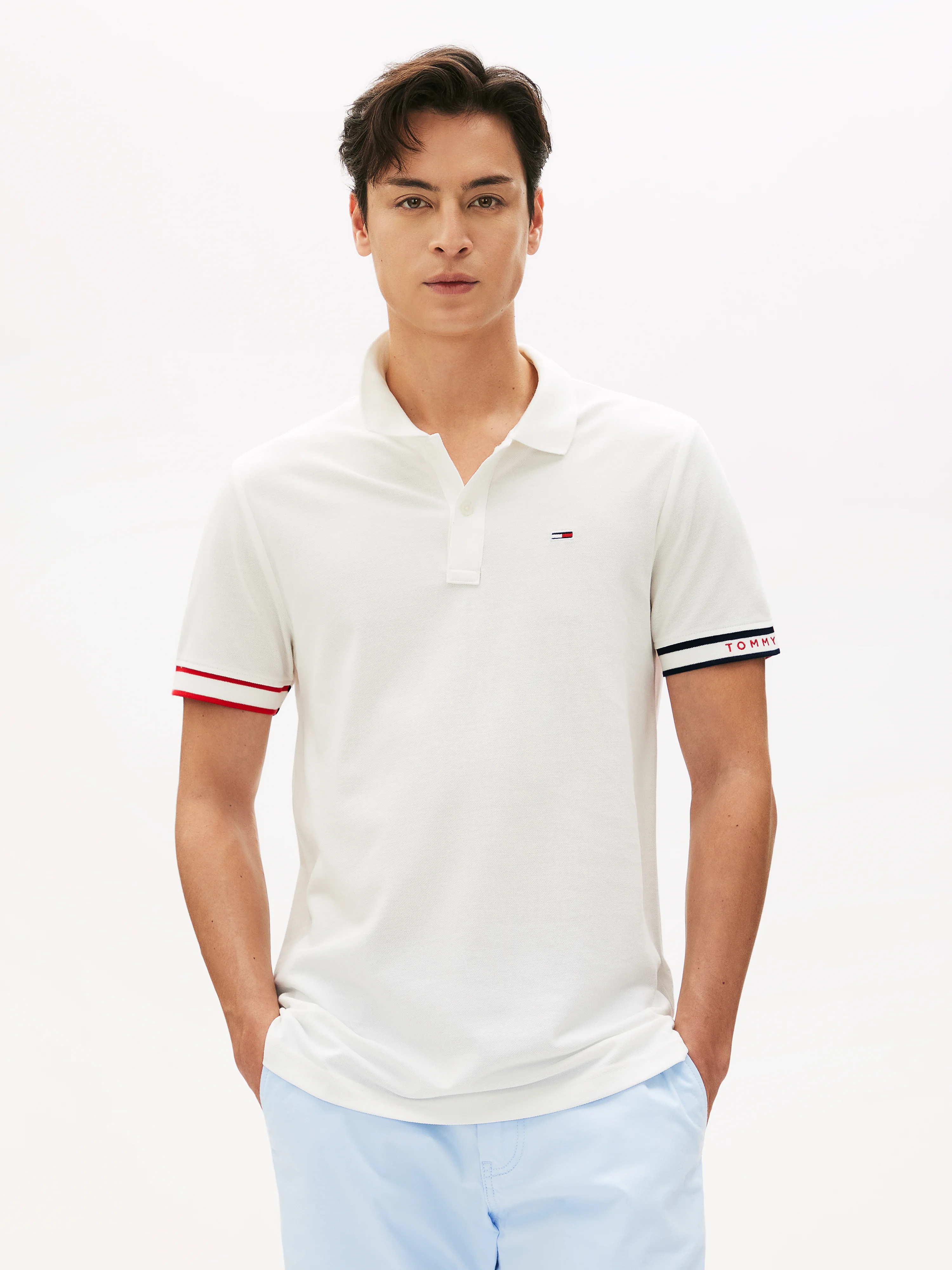 TOMMY JEANS Áo Polo Nam Tay Ngắn TJM Slim Flag Cuff Polo Ext