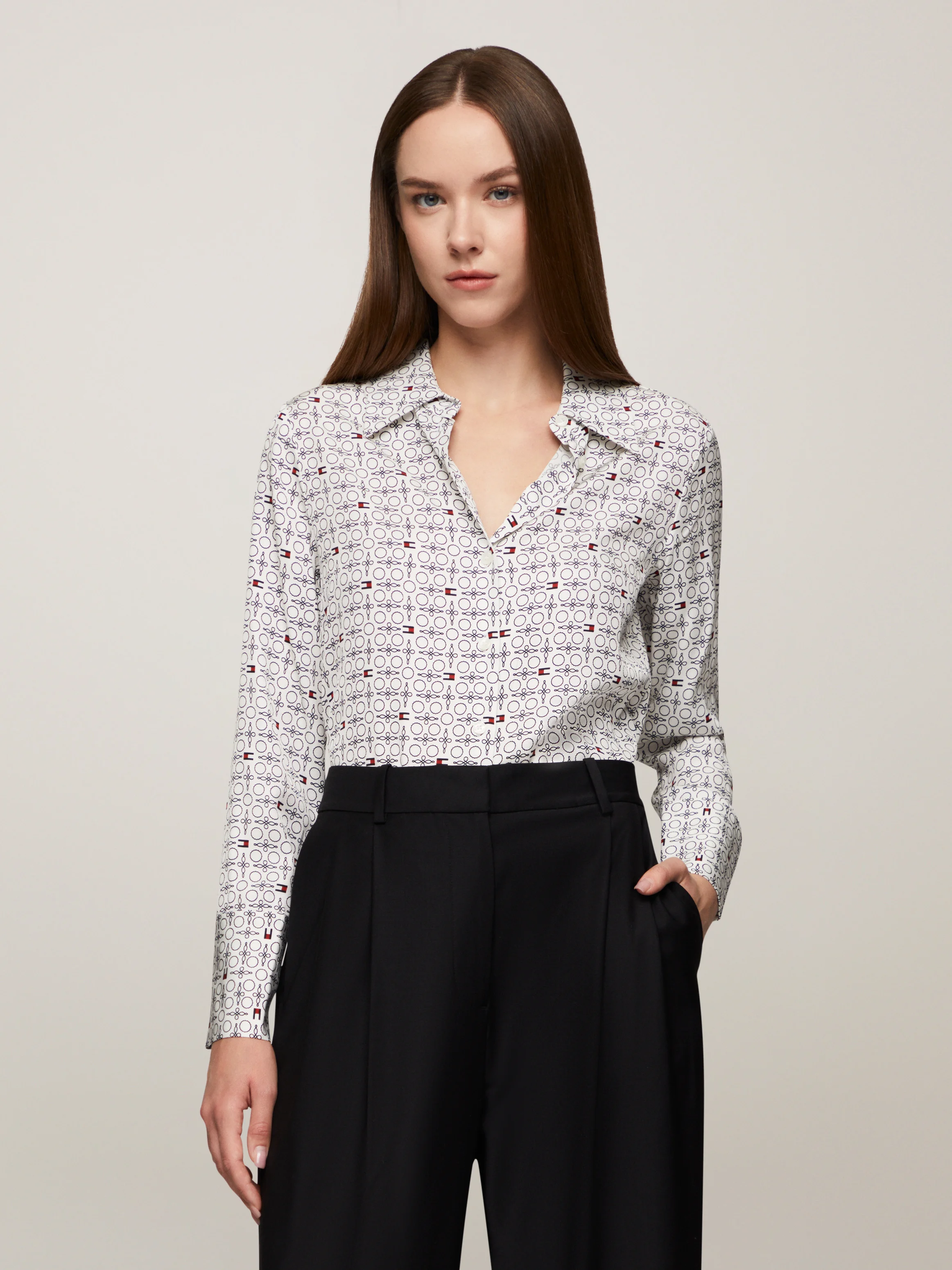 TOMMY HILFIGER Áo Sơ Mi Nữ Tay Dài Fluid Viscose Regular LS Shirt