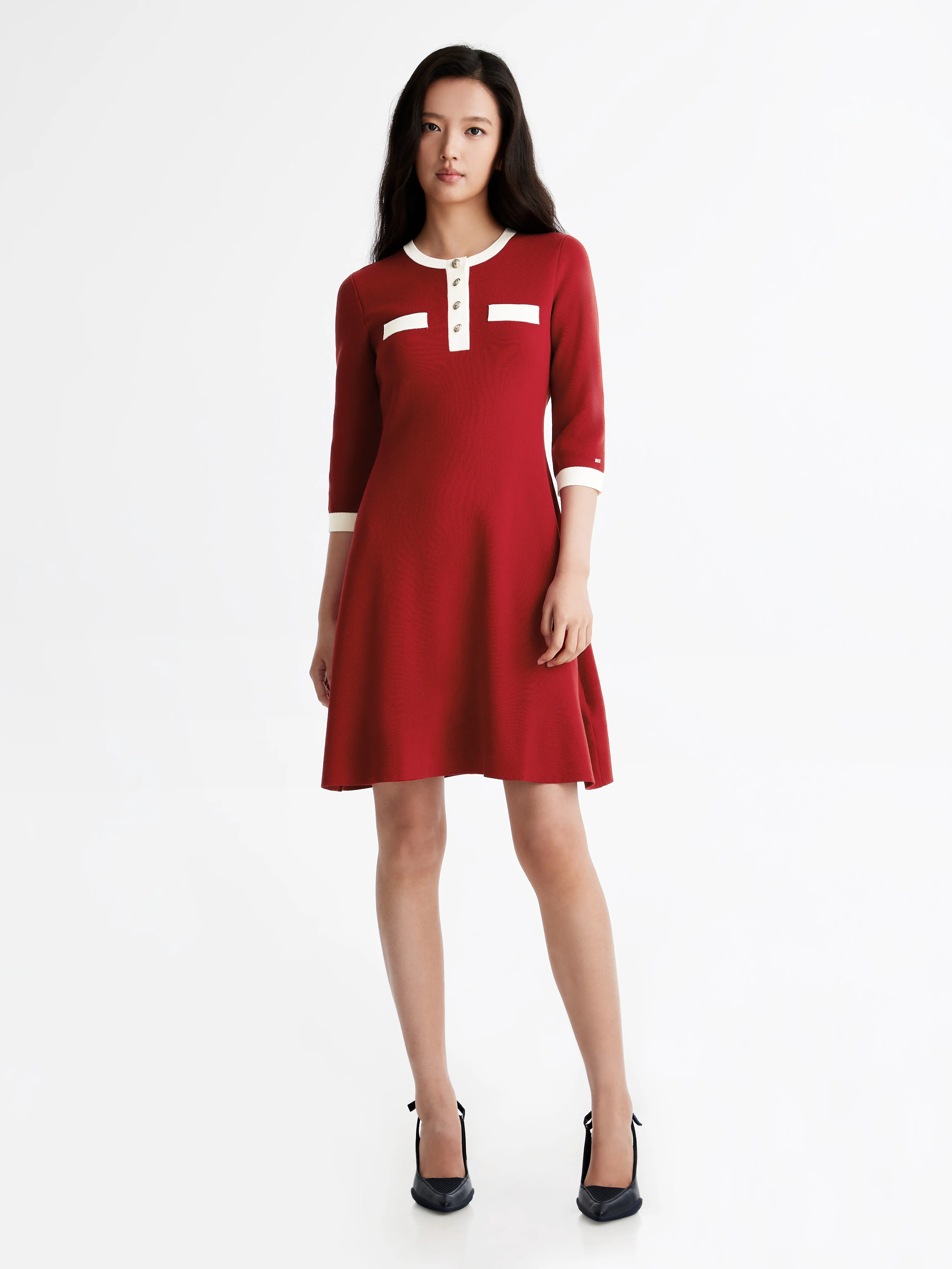 TOMMY HILFIGER Đầm Nữ AF LNY F&F Henley C-Nk Swt