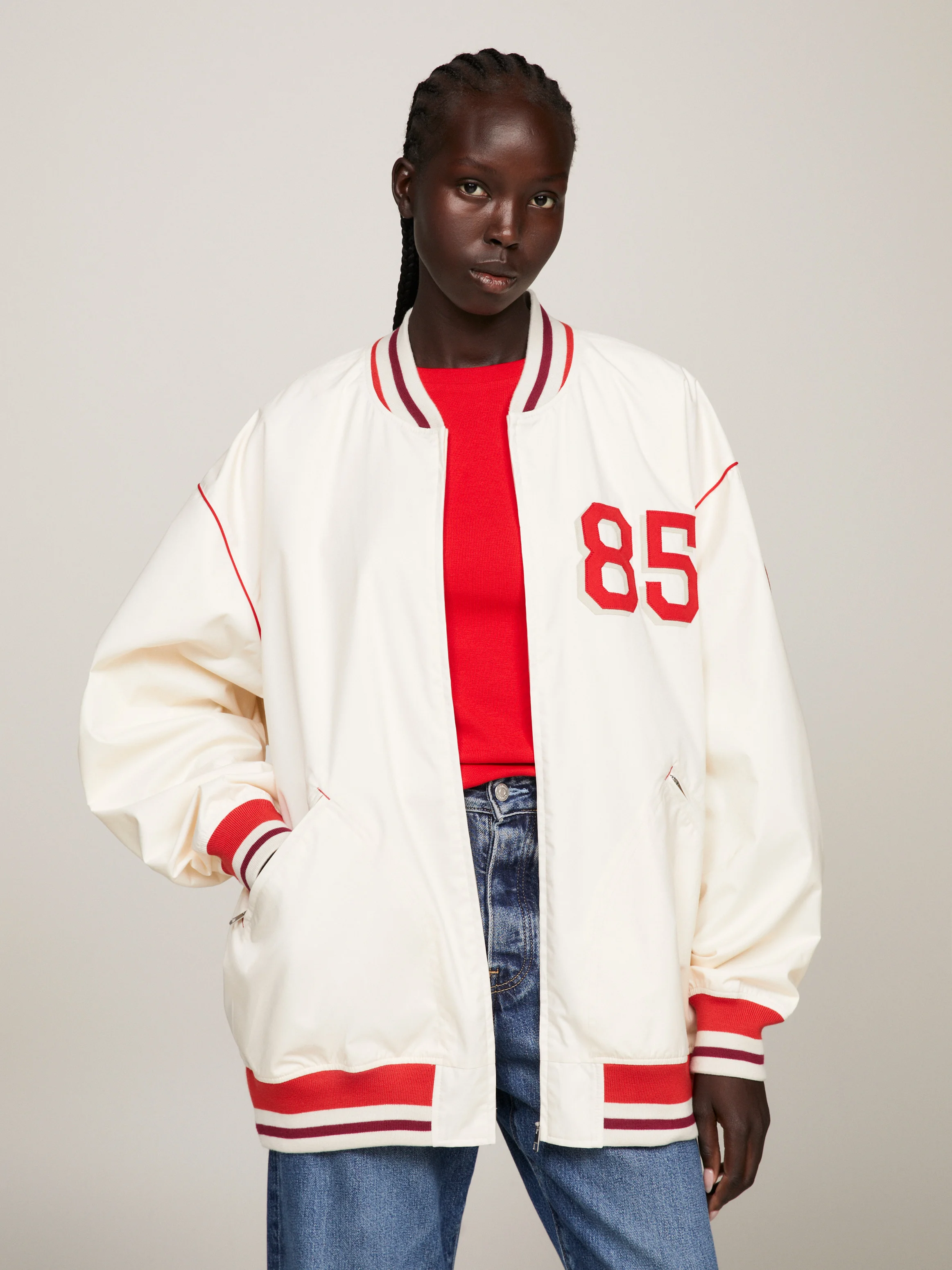 TOMMY HILFIGER Áo Khoác Nữ Tay Dài Oversized Baseball Jacket