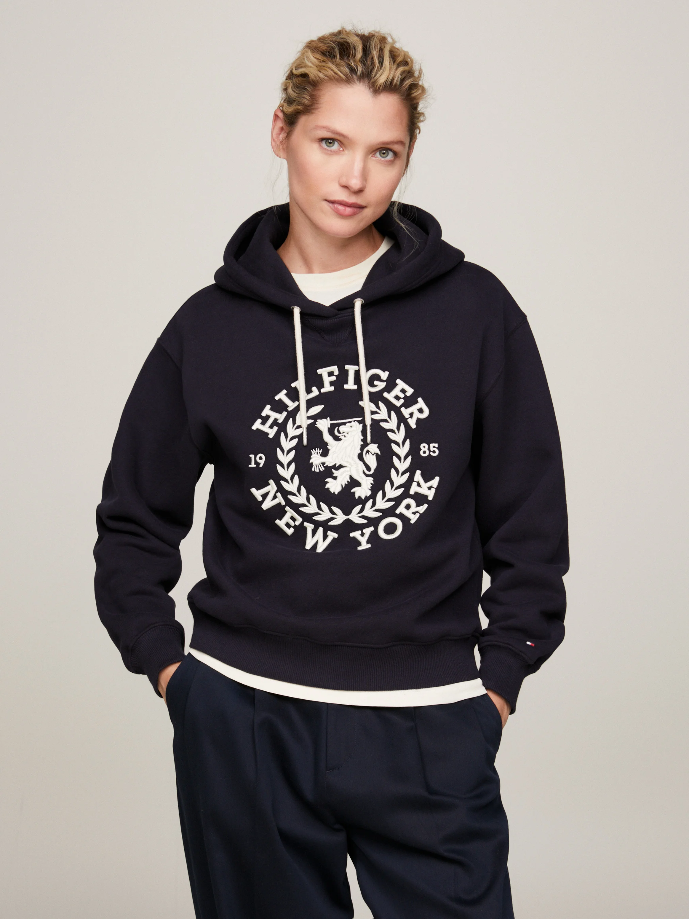 TOMMY HILFIGER Áo Hoody Nữ Tay Dài Reg Crest Hoodie