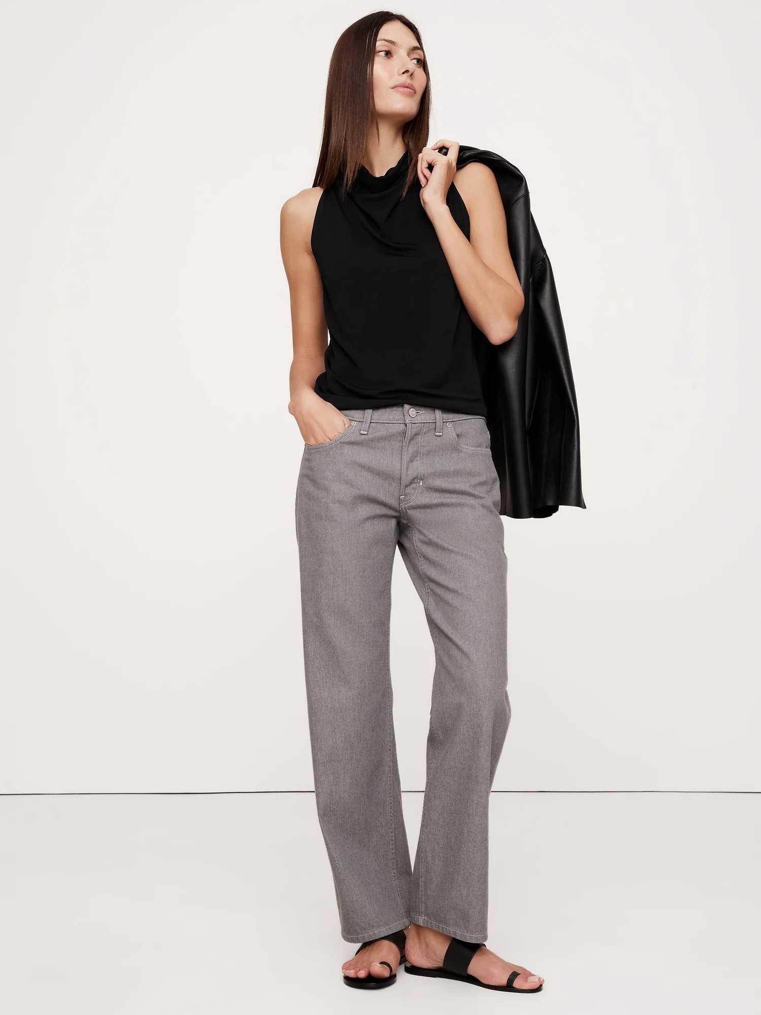 BANANA REPUBLIC Áo Thun Không Tay Nữ Sl Crepe Cowl