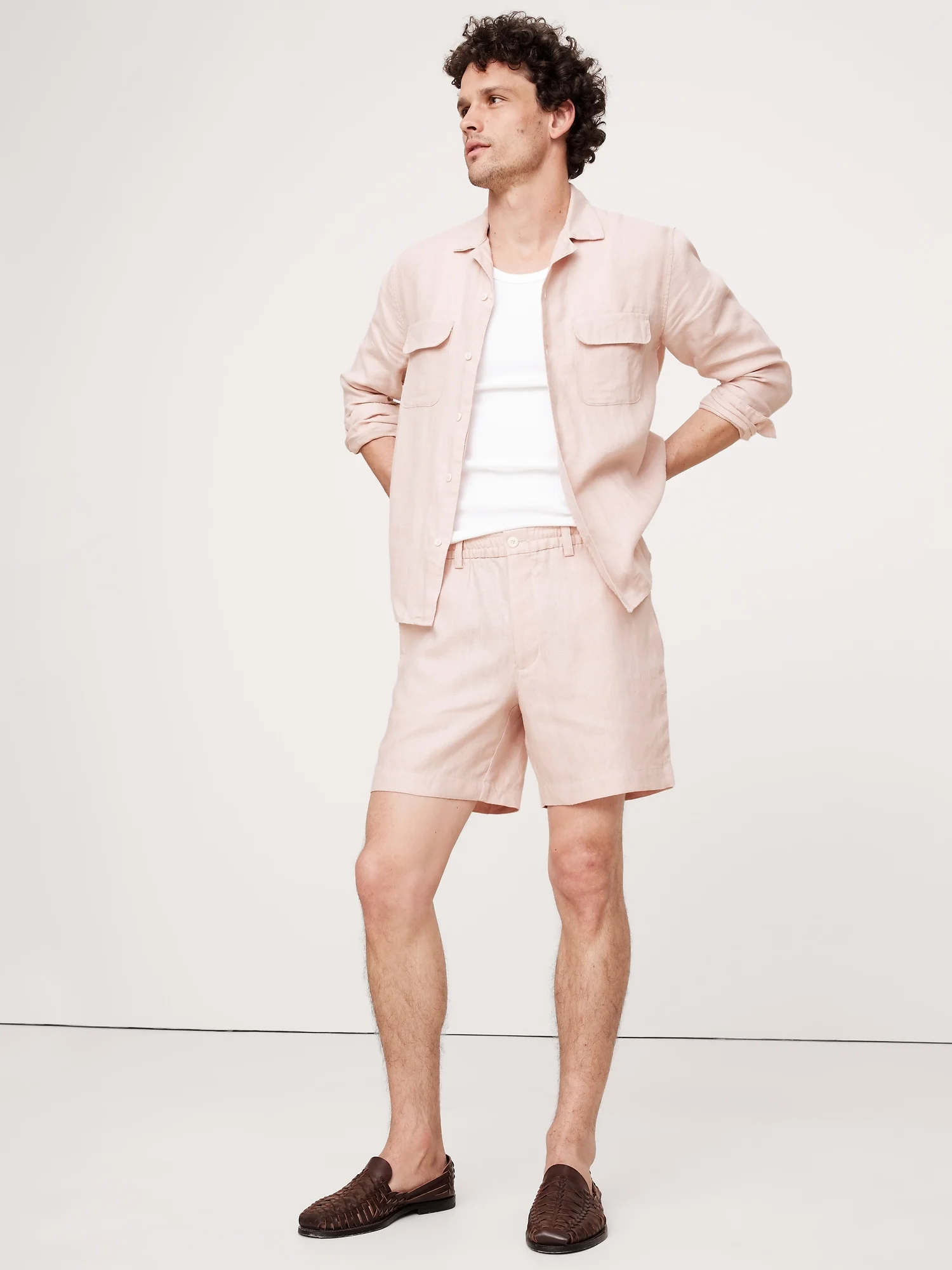 BANANA REPUBLIC Quần Short Nam Linen Pull-On