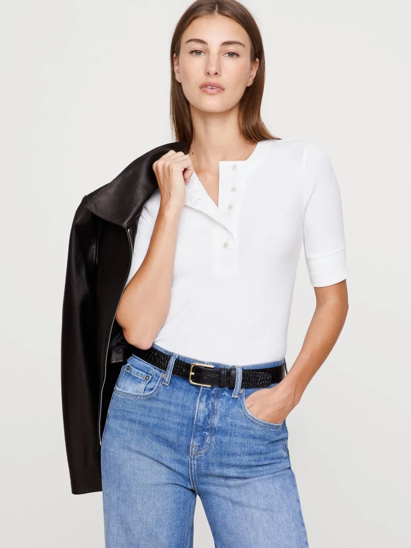 BANANA REPUBLIC Áo Thun Nữ Ss 2X2 Rib Mix