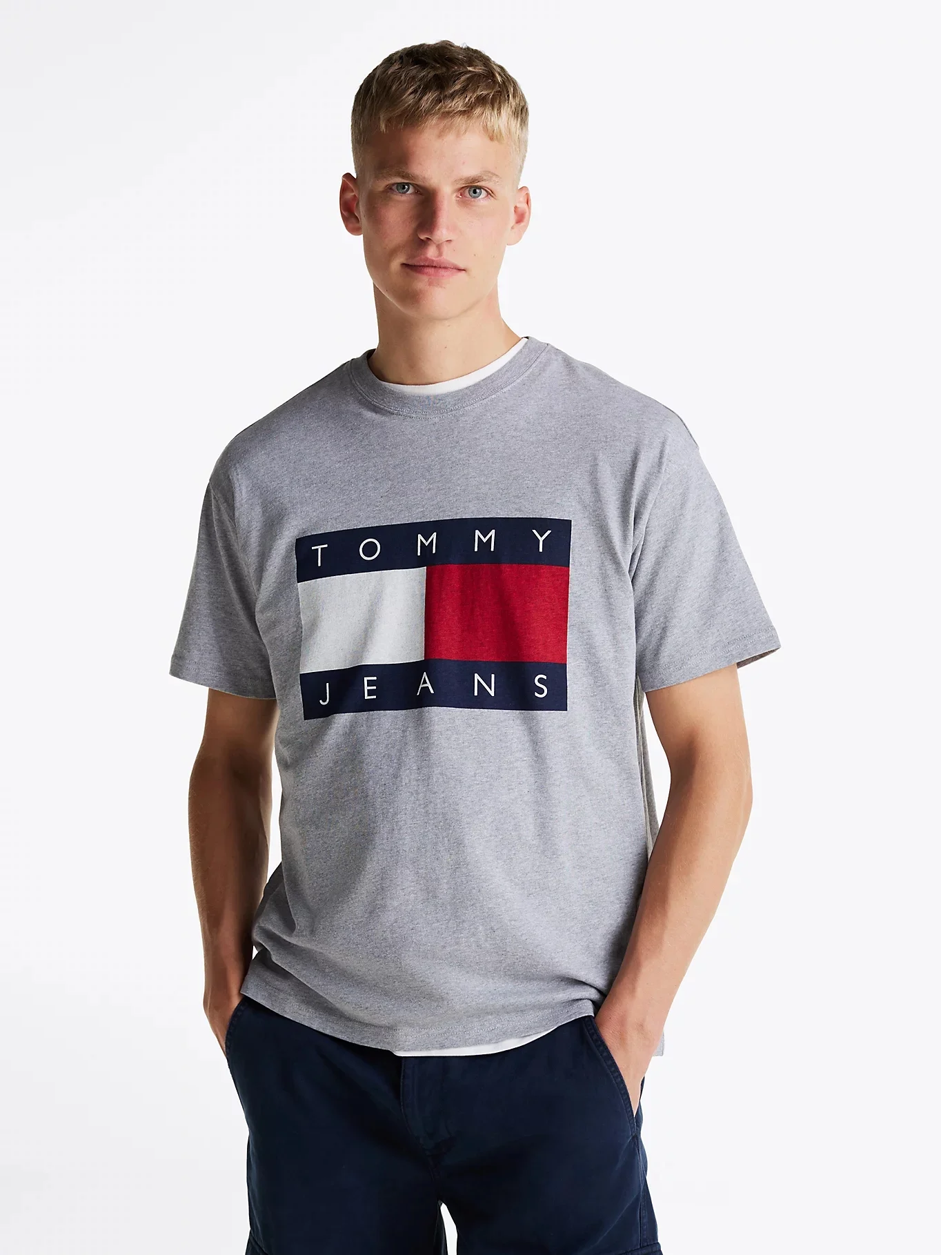 TOMMY JEANS Áo Thun Nam Tay Ngắn TJM Rlx Melange Big Flag Tee