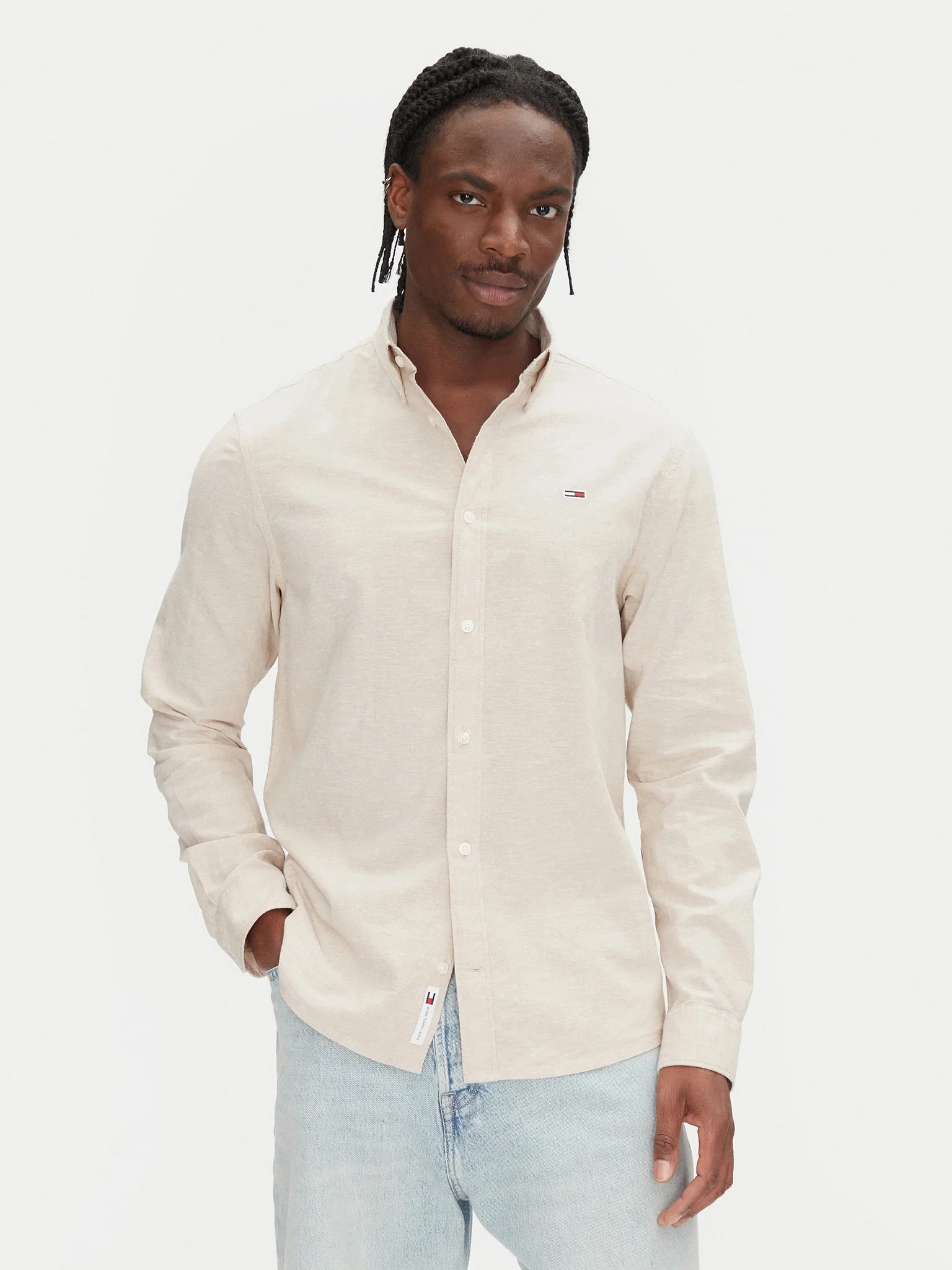 TOMMY JEANS Áo Sơ Mi Nam Tay Dài TJM Reg Linen Blend LS Shirt Ex