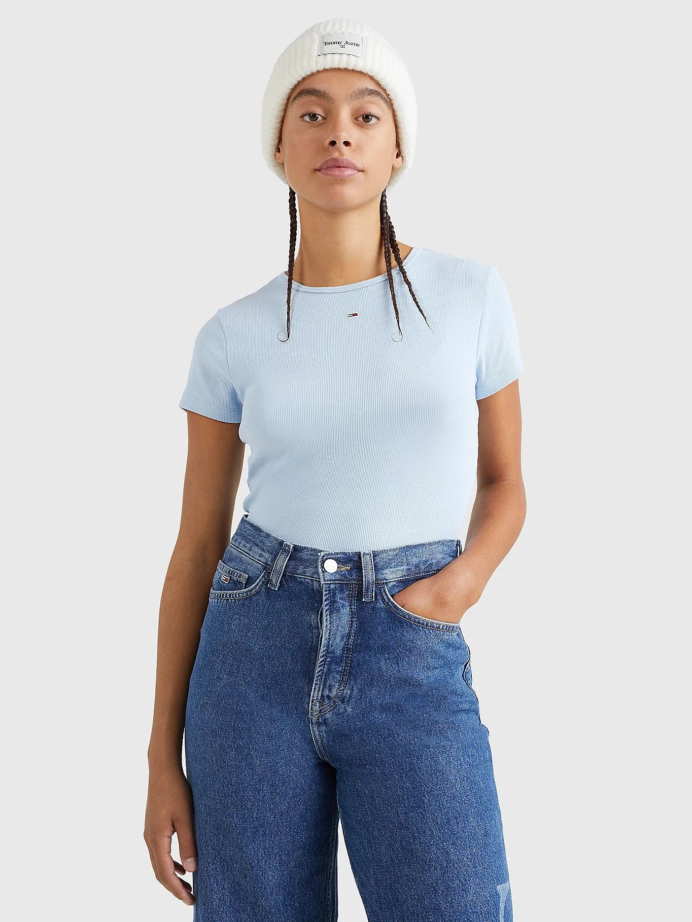TOMMY JEANS Áo Thun Nữ Tay Ngắn TJW Bby Essential Rib Ss