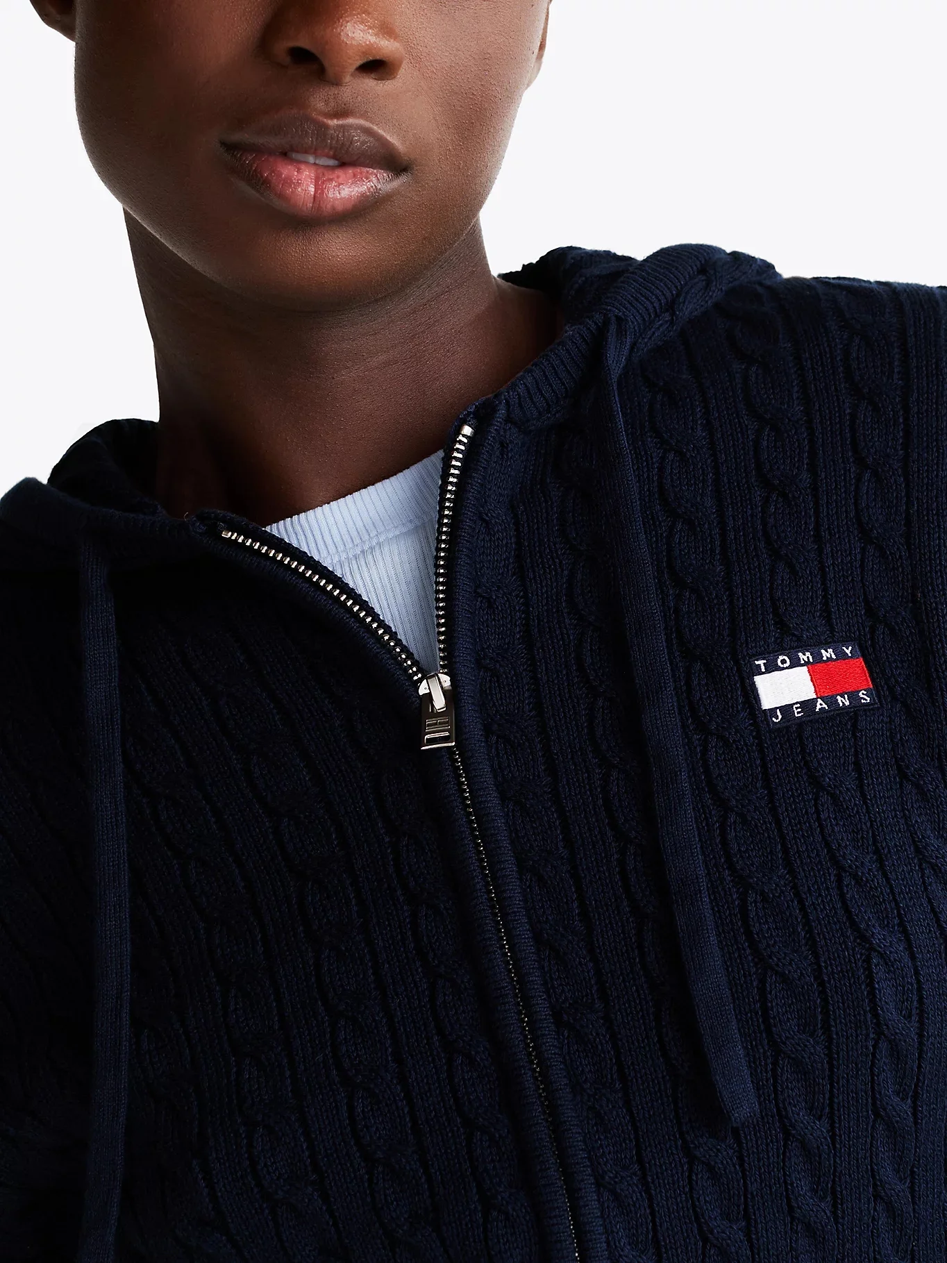TOMMY JEANS Áo Cardigan Nữ Tay Dài TJW Badge Cabl Hood Cardigan E