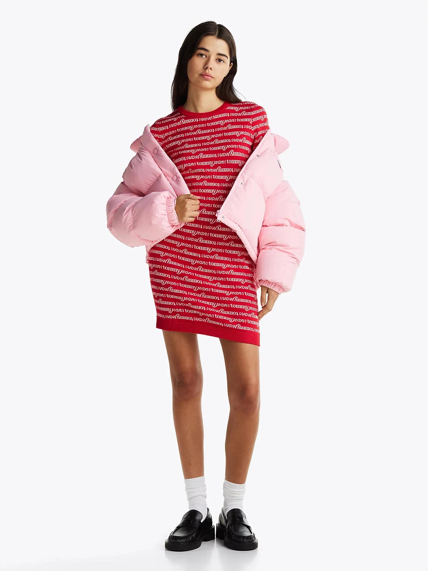 TOMMY JEANS Đầm Nữ TJW Script Aop Sweater Dress